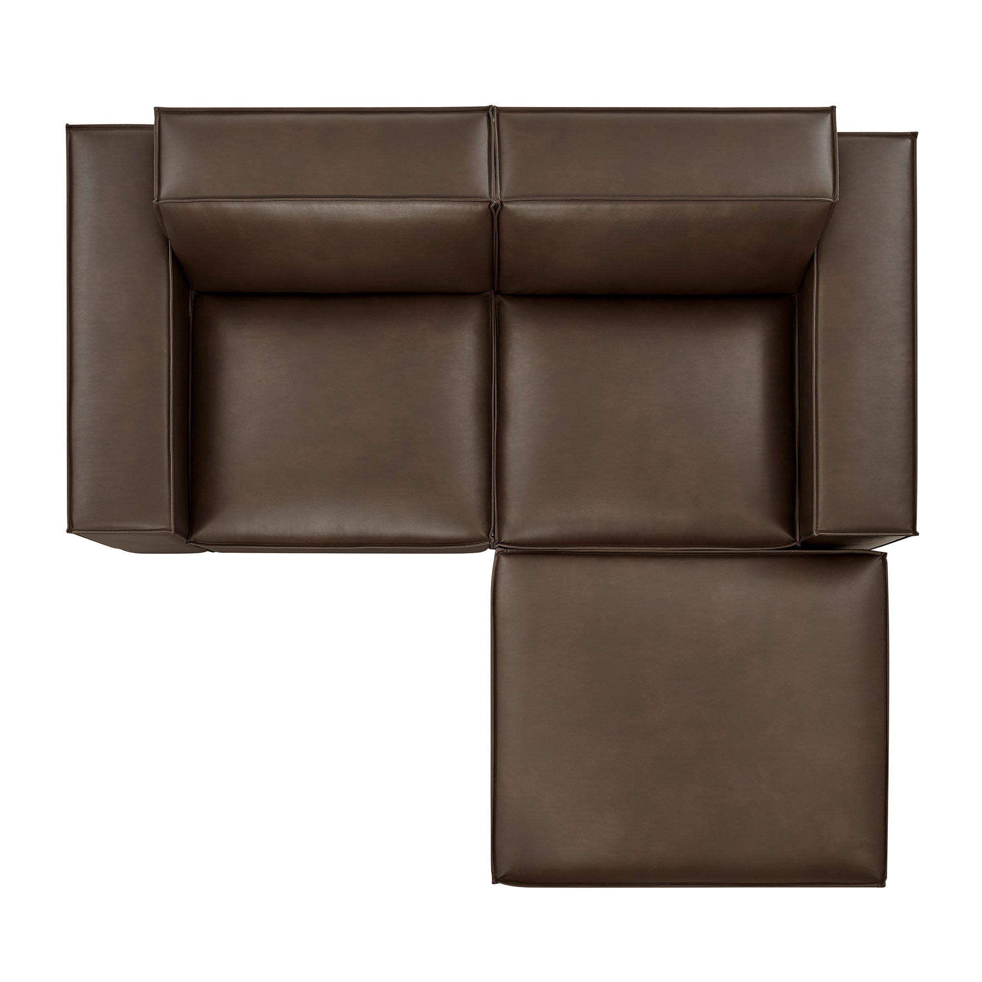 Modway EEI-7406 Restore 3-Piece Vegan Leather Modular Loveseat with Ottoman