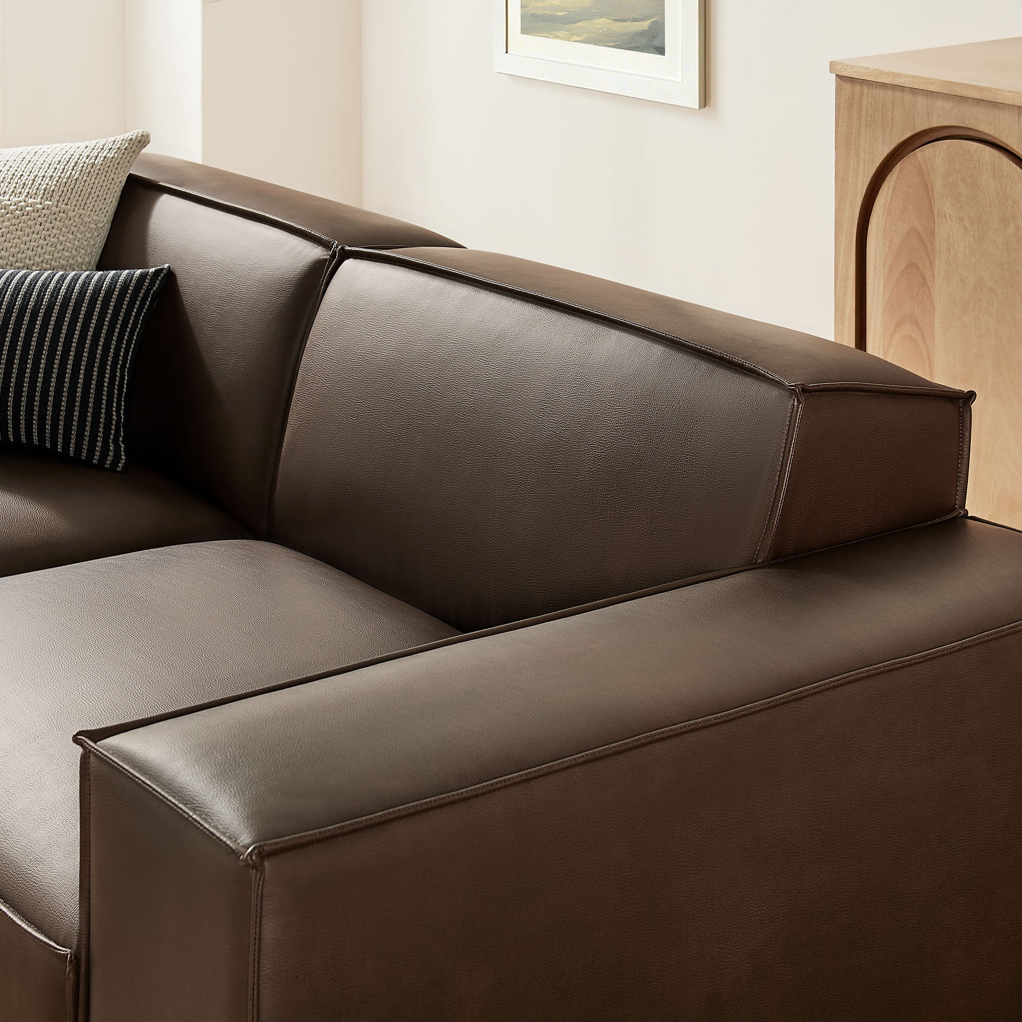 Modway EEI-7406 Restore 3-Piece Vegan Leather Modular Loveseat with Ottoman
