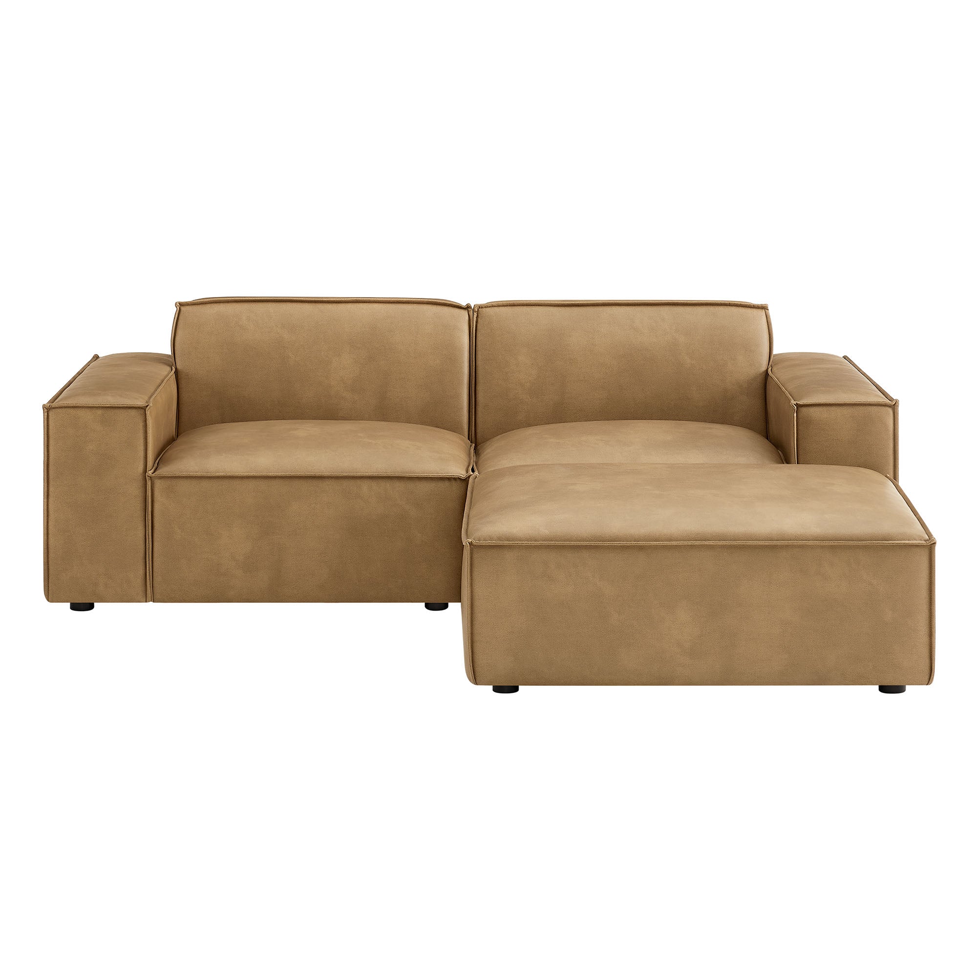 Modway EEI-7406 Restore 3-Piece Vegan Leather Modular Loveseat with Ottoman