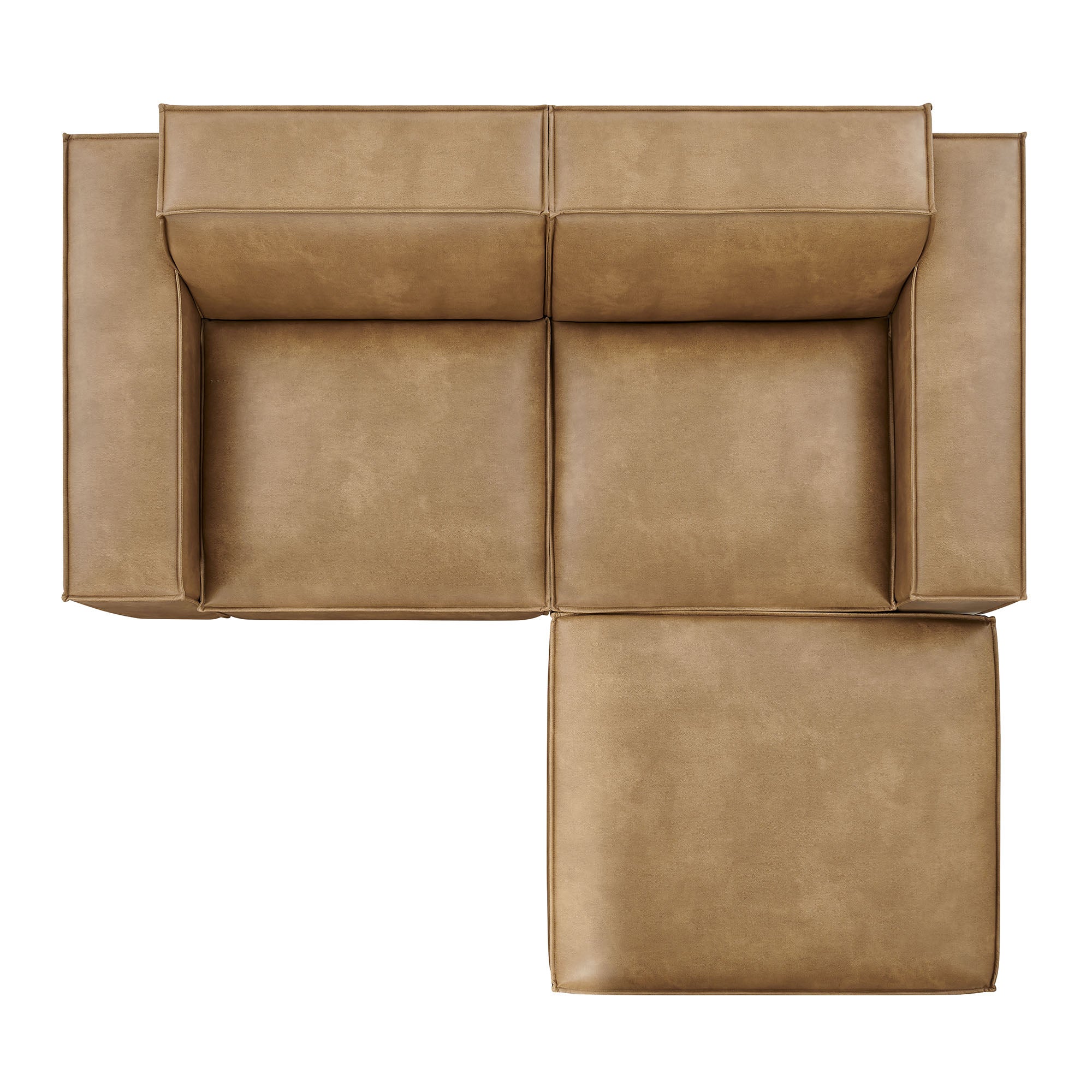 Modway EEI-7406 Restore 3-Piece Vegan Leather Modular Loveseat with Ottoman