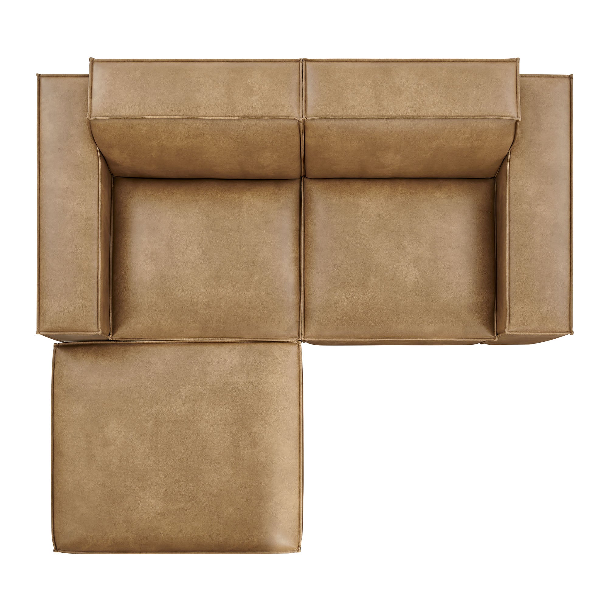 Modway EEI-7406 Restore 3-Piece Vegan Leather Modular Loveseat with Ottoman