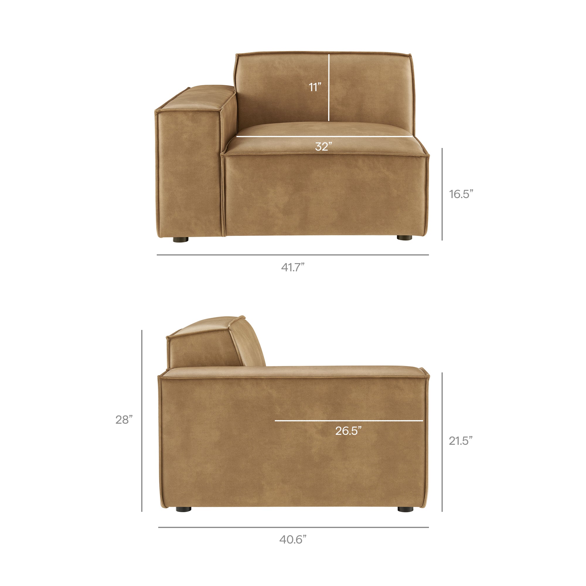 Modway EEI-7406 Restore 3-Piece Vegan Leather Modular Loveseat with Ottoman
