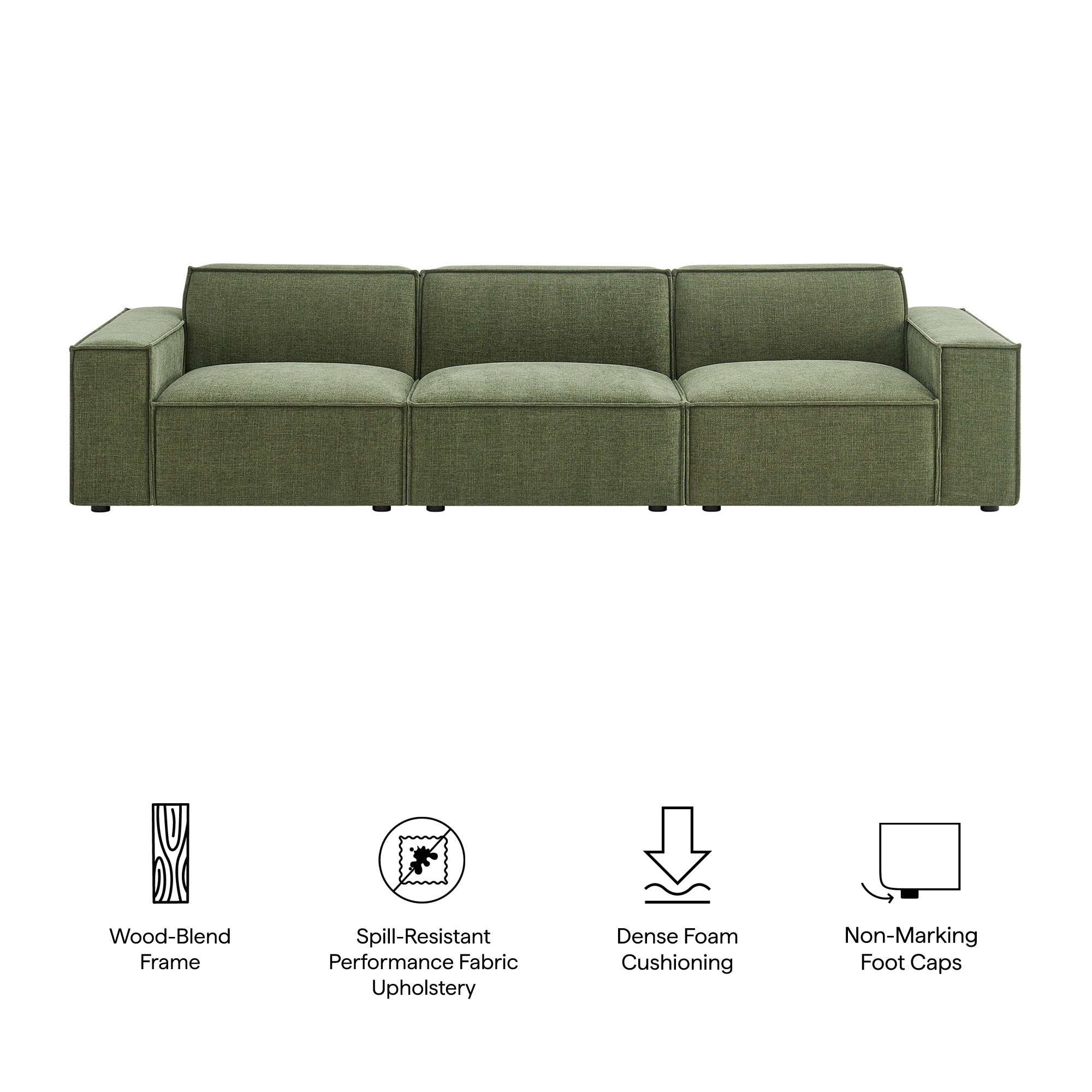 Modway EEI-7407 Restore 3-Piece Performance Fabric Upholstered Modular Sofa Set