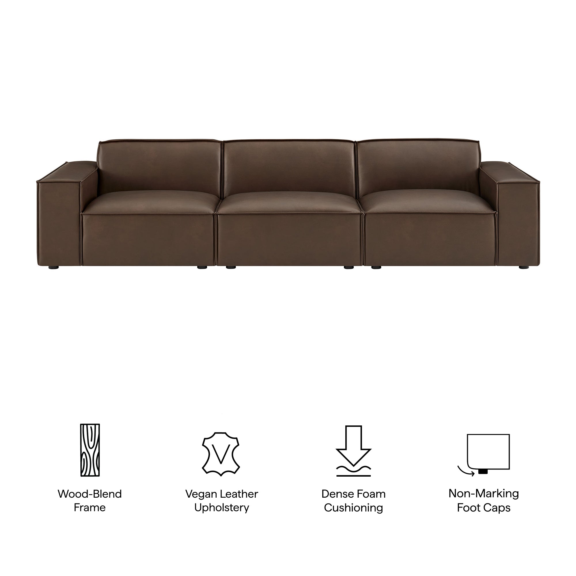 Modway EEI-7408 Restore 3-Piece Vegan Leather Modular Sofa Set