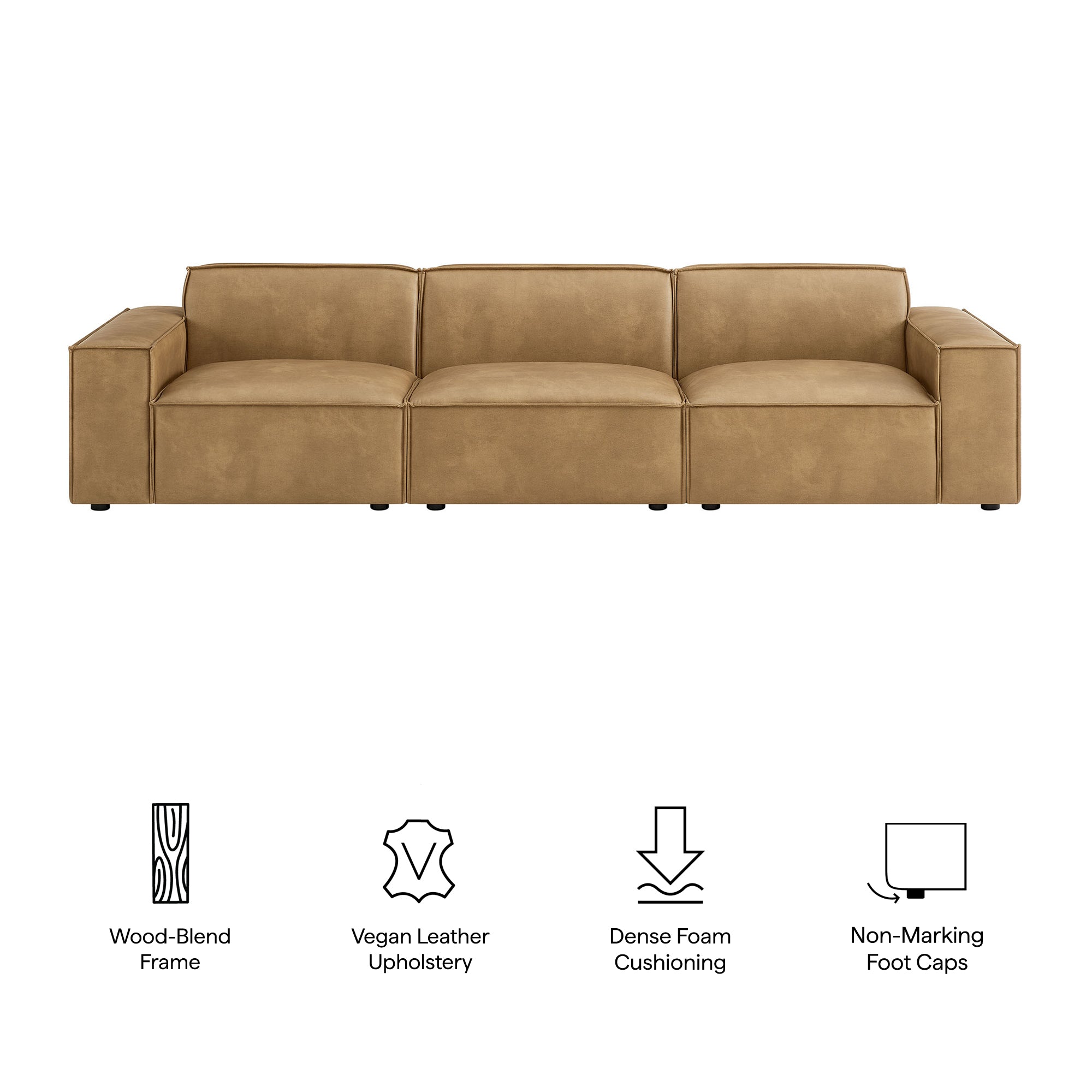 Modway EEI-7408 Restore 3-Piece Vegan Leather Modular Sofa Set