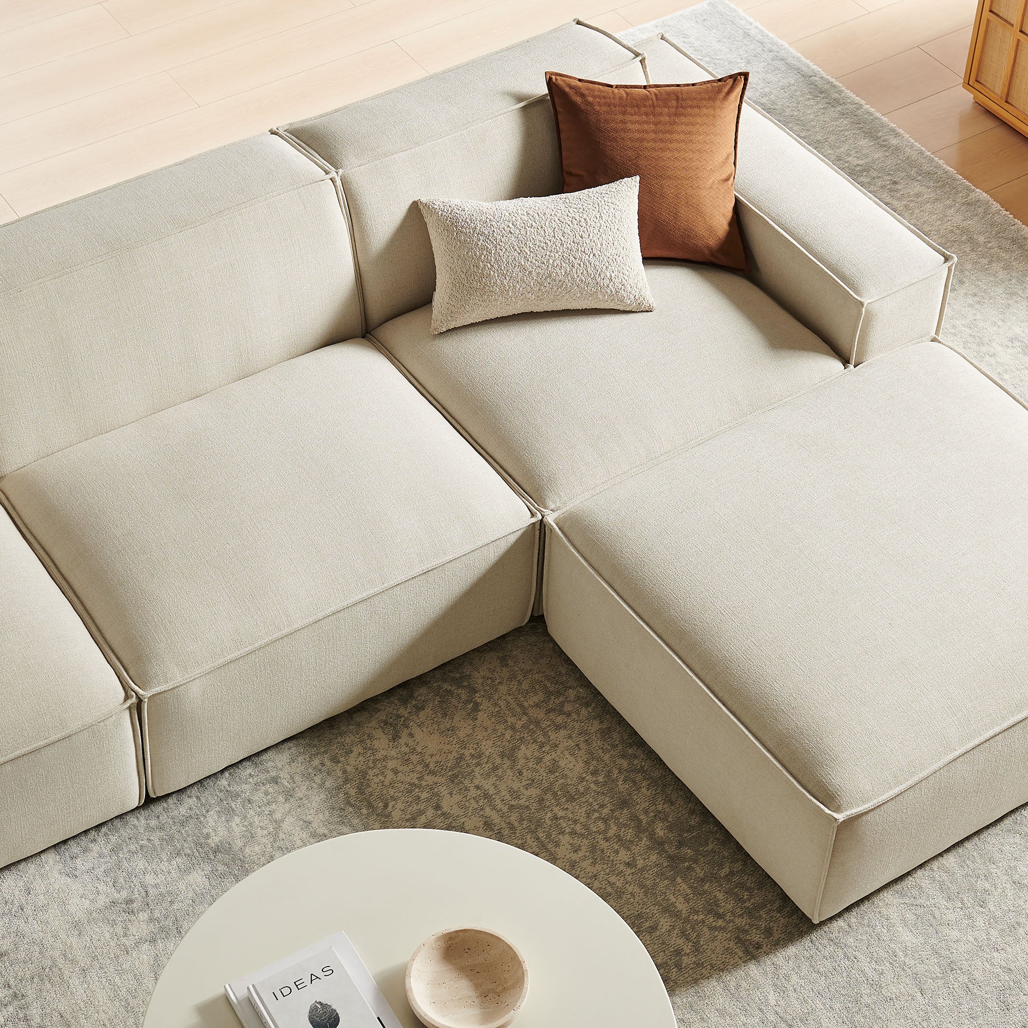 Modway EEI-7409 Restore 4-Piece Performance Fabric Upholstered Modular Sofa Set with Ottoman