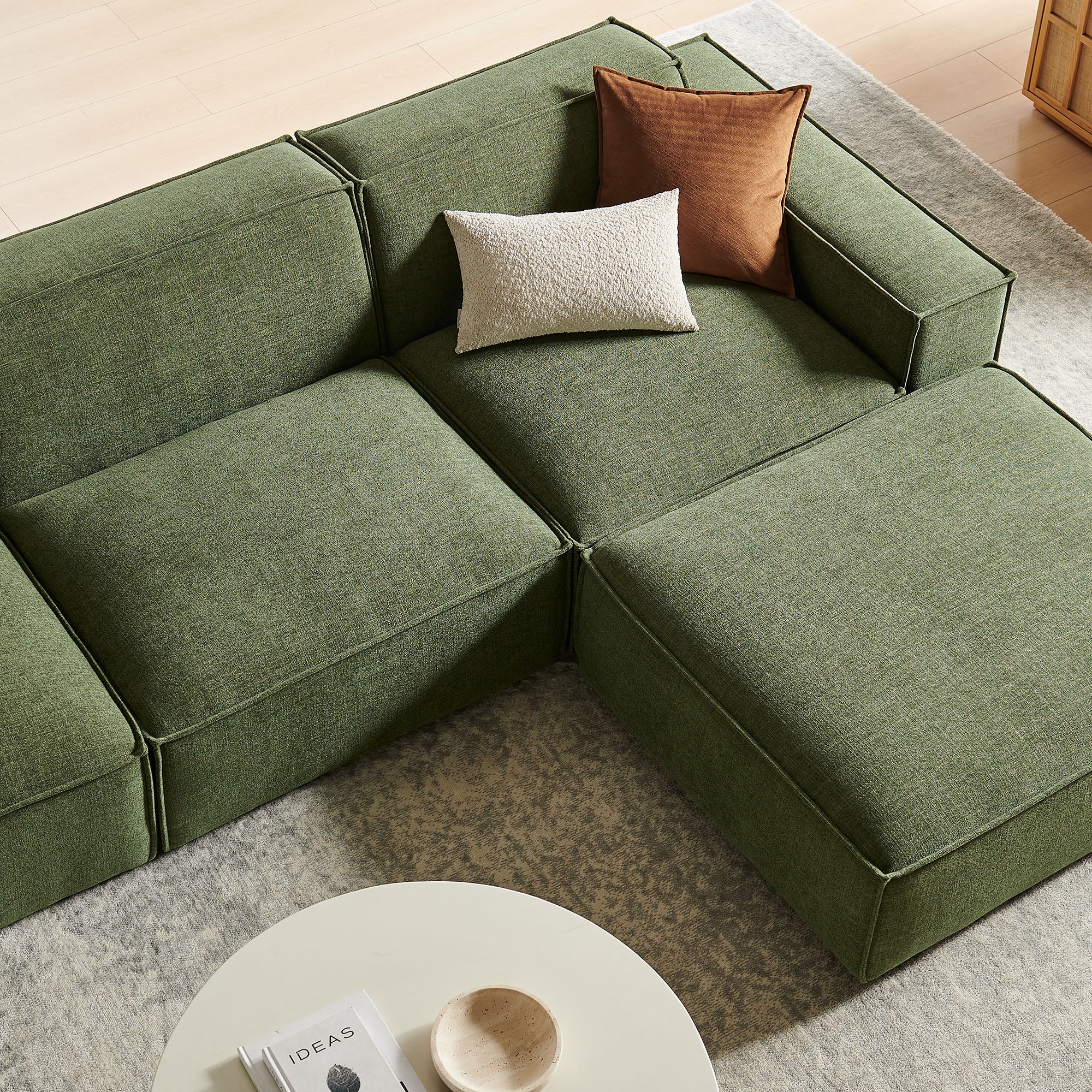 Modway EEI-7409 Restore 4-Piece Performance Fabric Upholstered Modular Sofa Set with Ottoman