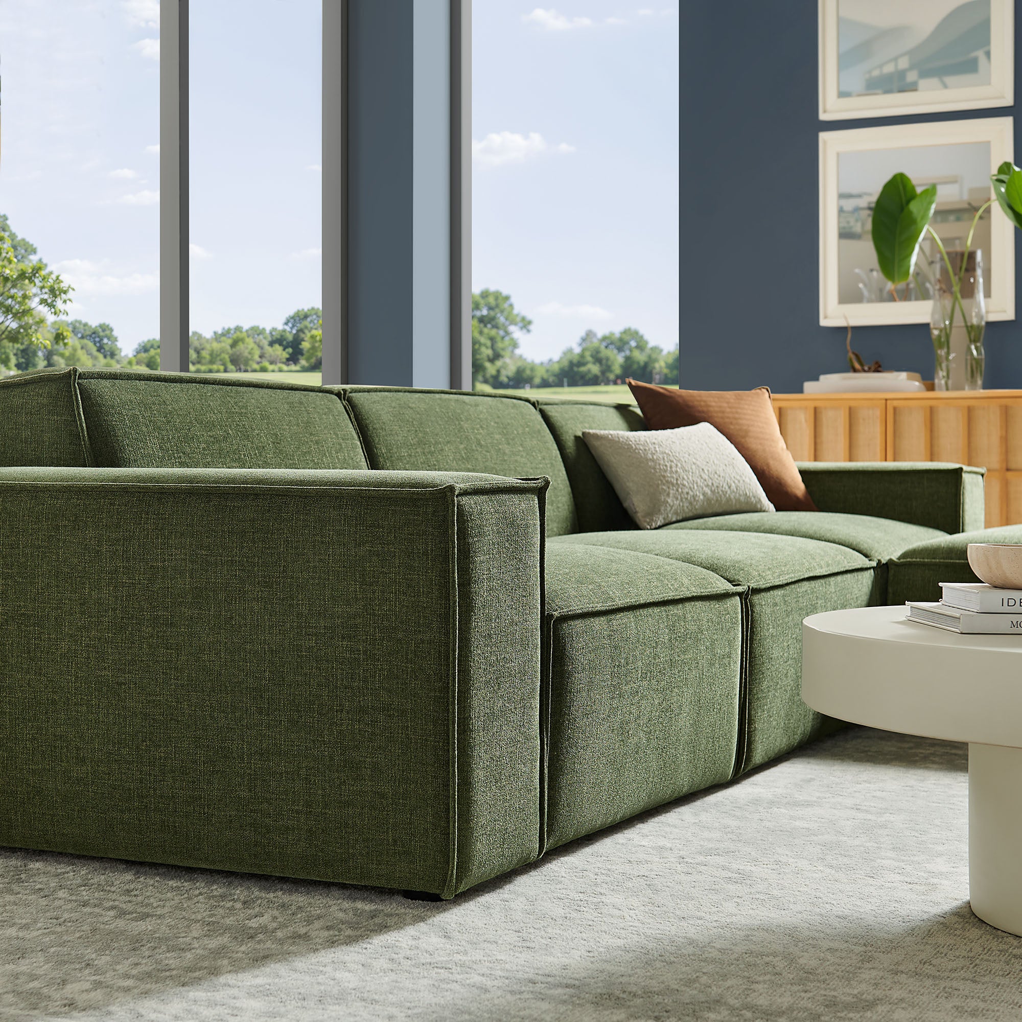 Modway EEI-7409 Restore 4-Piece Performance Fabric Upholstered Modular Sofa Set with Ottoman