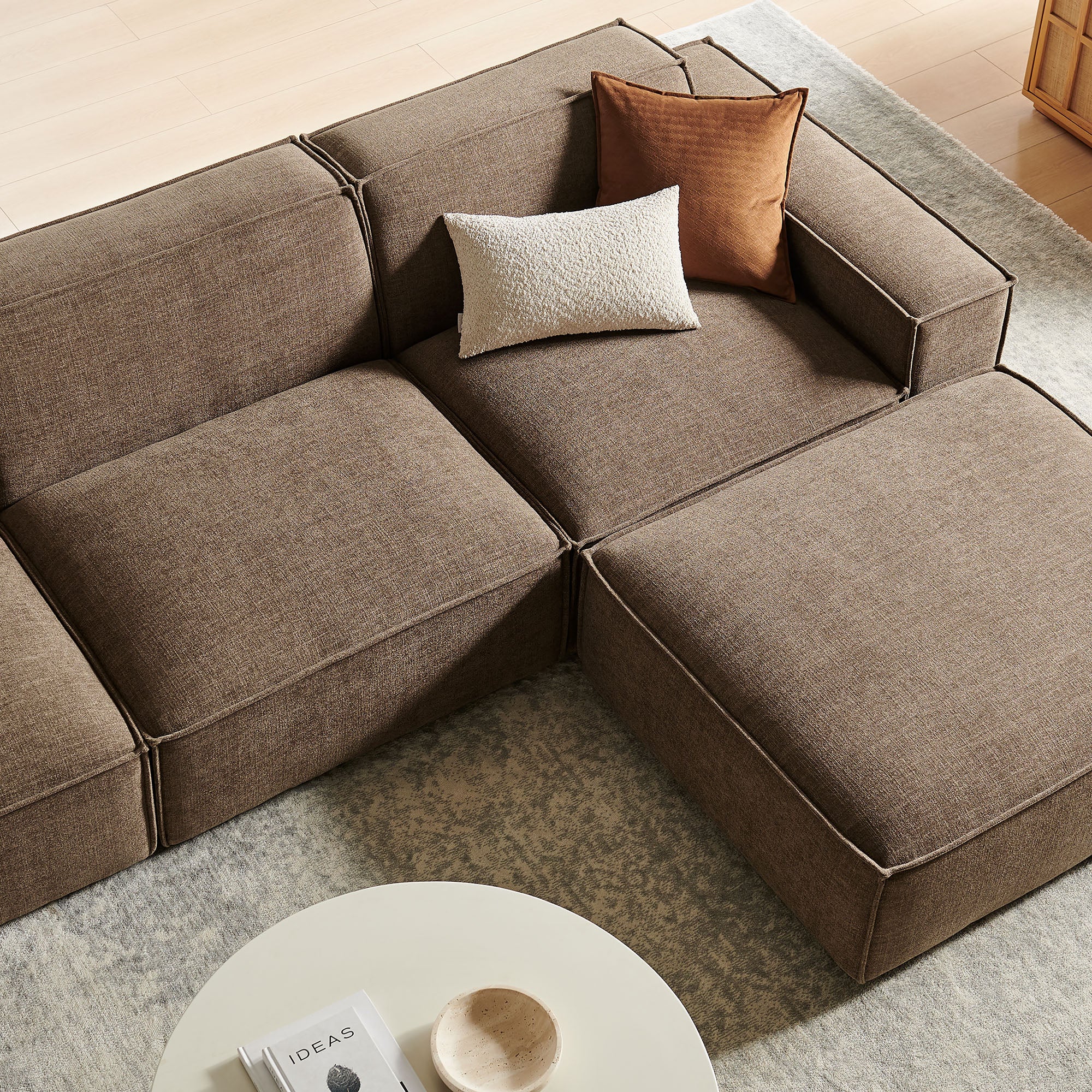 Modway EEI-7409 Restore 4-Piece Performance Fabric Upholstered Modular Sofa Set with Ottoman