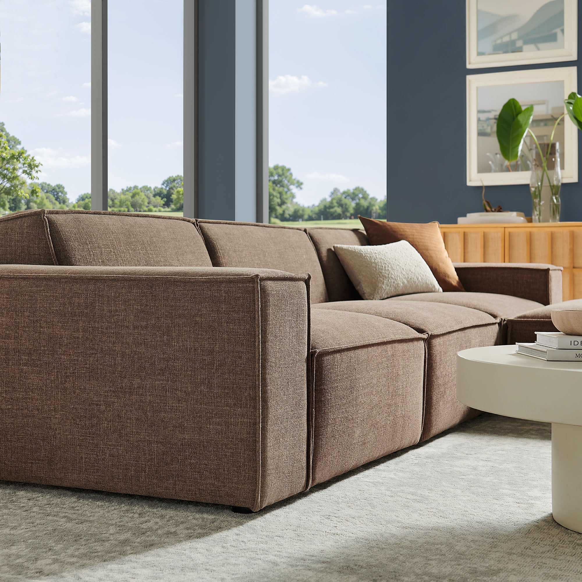 Modway EEI-7409 Restore 4-Piece Performance Fabric Upholstered Modular Sofa Set with Ottoman