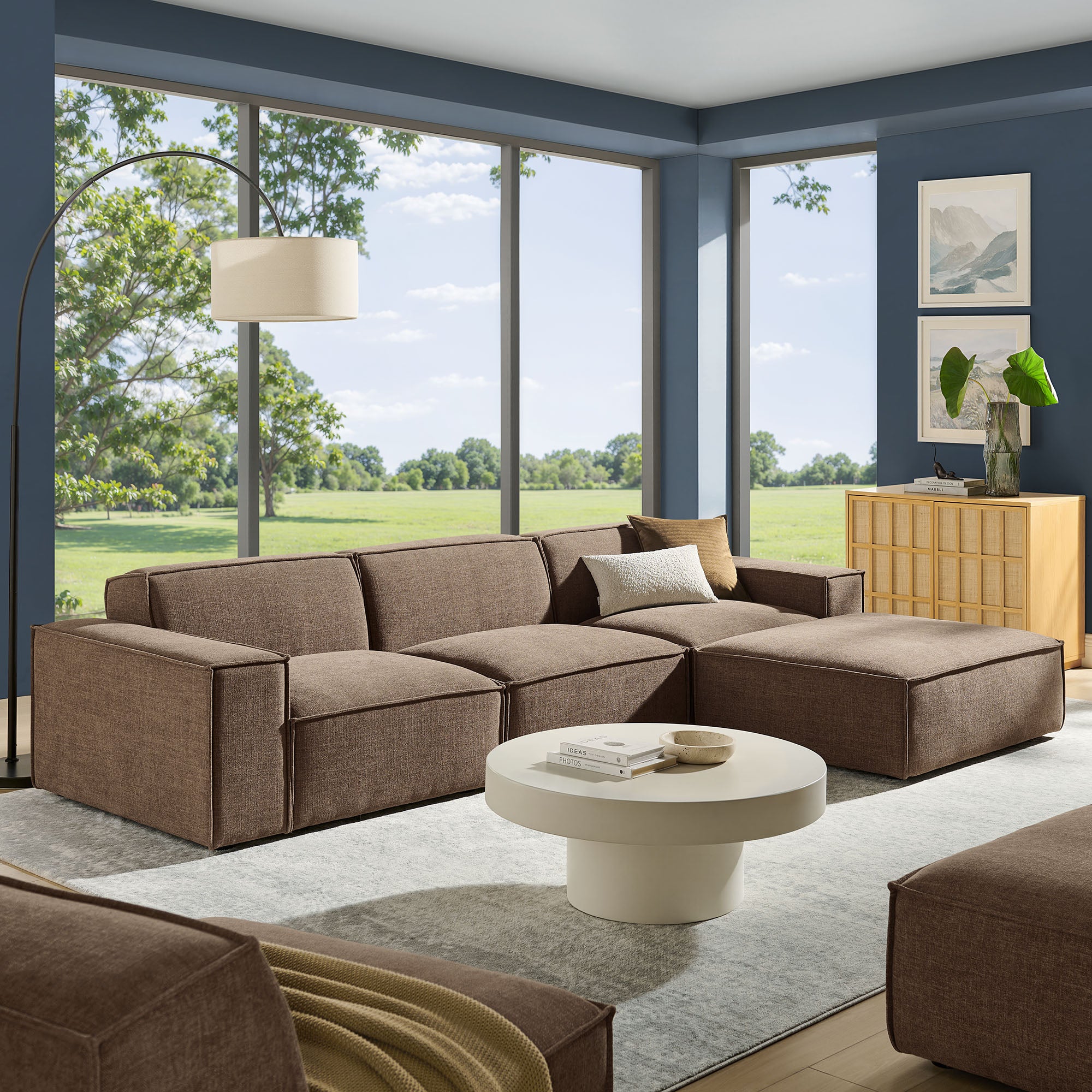 Modway EEI-7409 Restore 4-Piece Performance Fabric Upholstered Modular Sofa Set with Ottoman