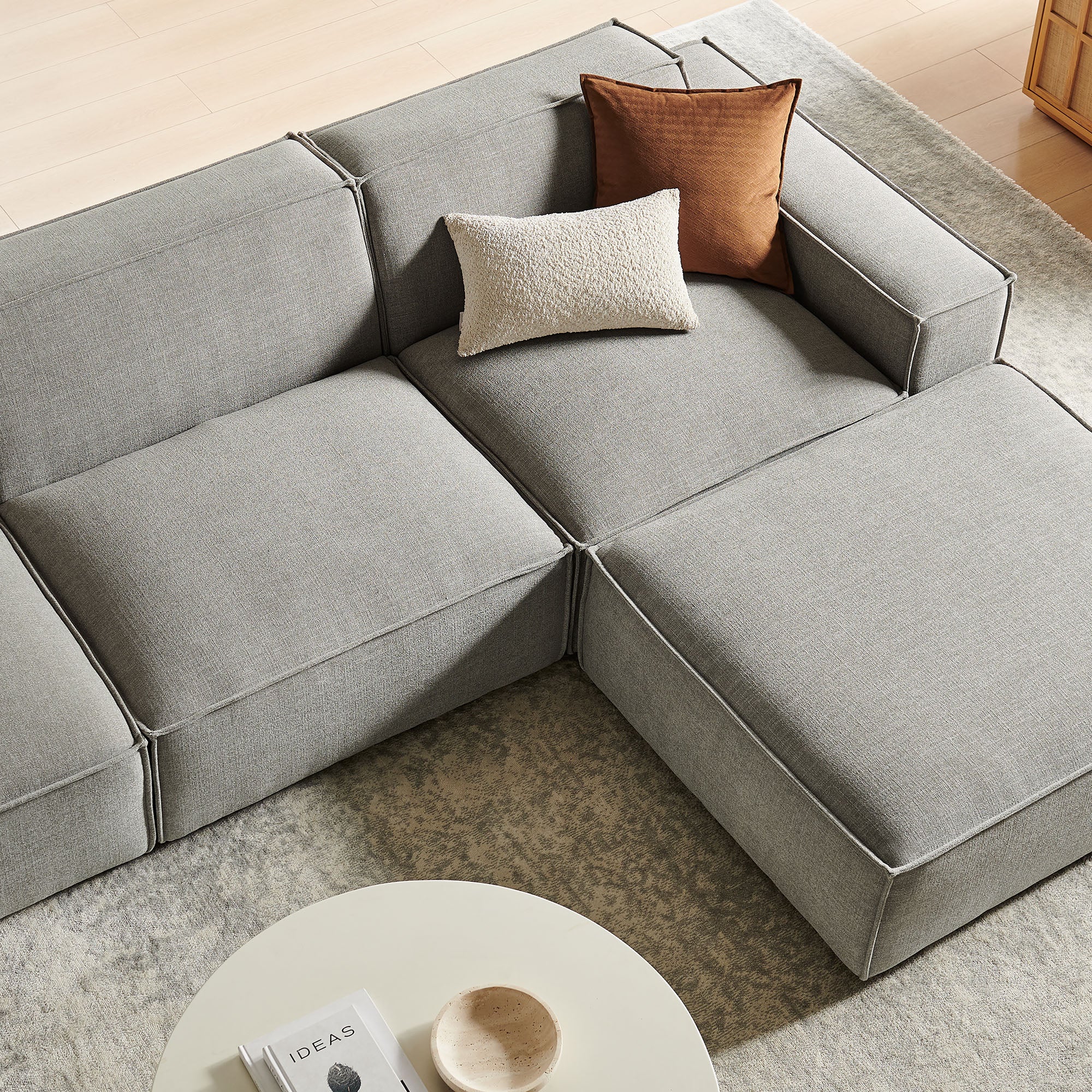 Modway EEI-7409 Restore 4-Piece Performance Fabric Upholstered Modular Sofa Set with Ottoman