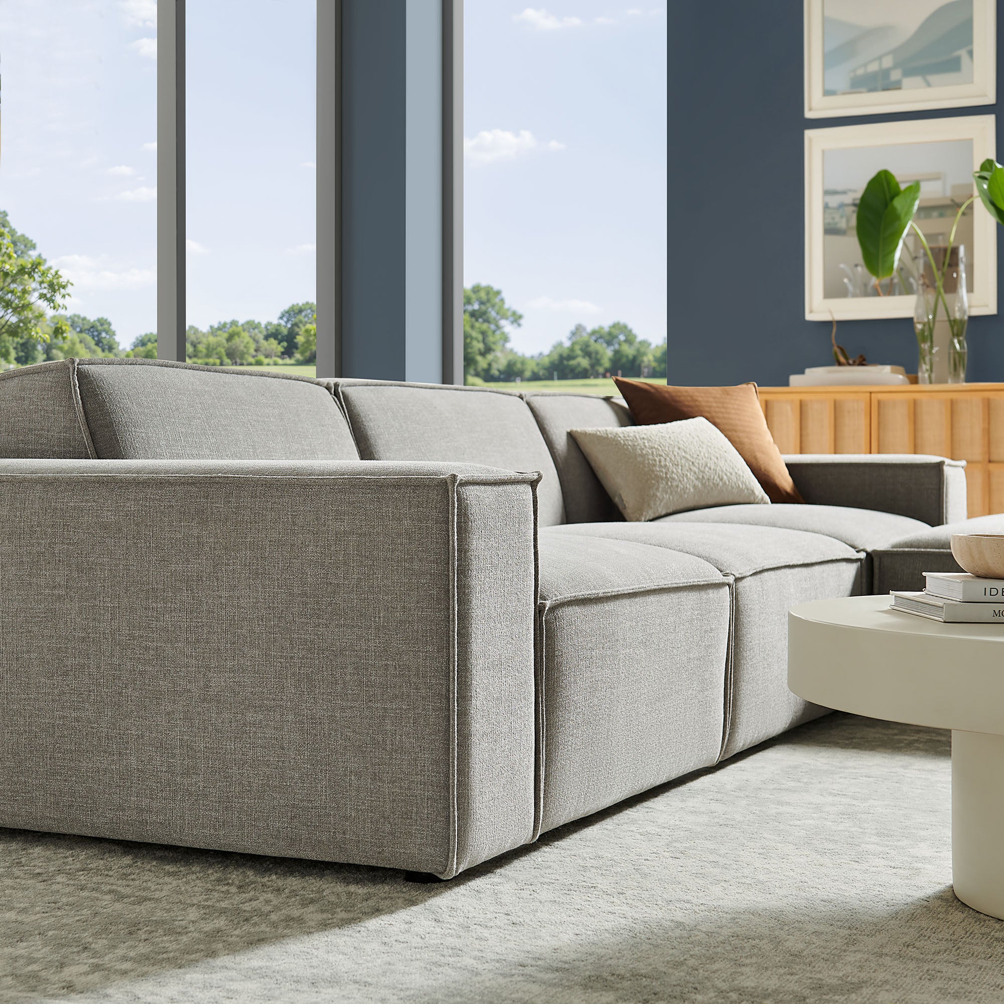 Modway EEI-7409 Restore 4-Piece Performance Fabric Upholstered Modular Sofa Set with Ottoman