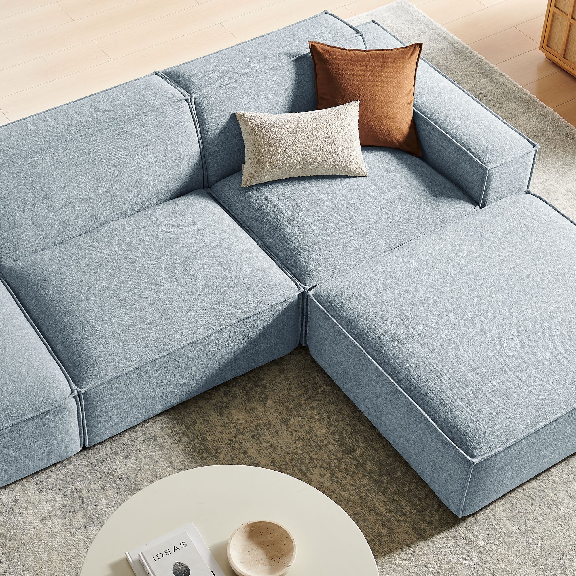Modway EEI-7409 Restore 4-Piece Performance Fabric Upholstered Modular Sofa Set with Ottoman