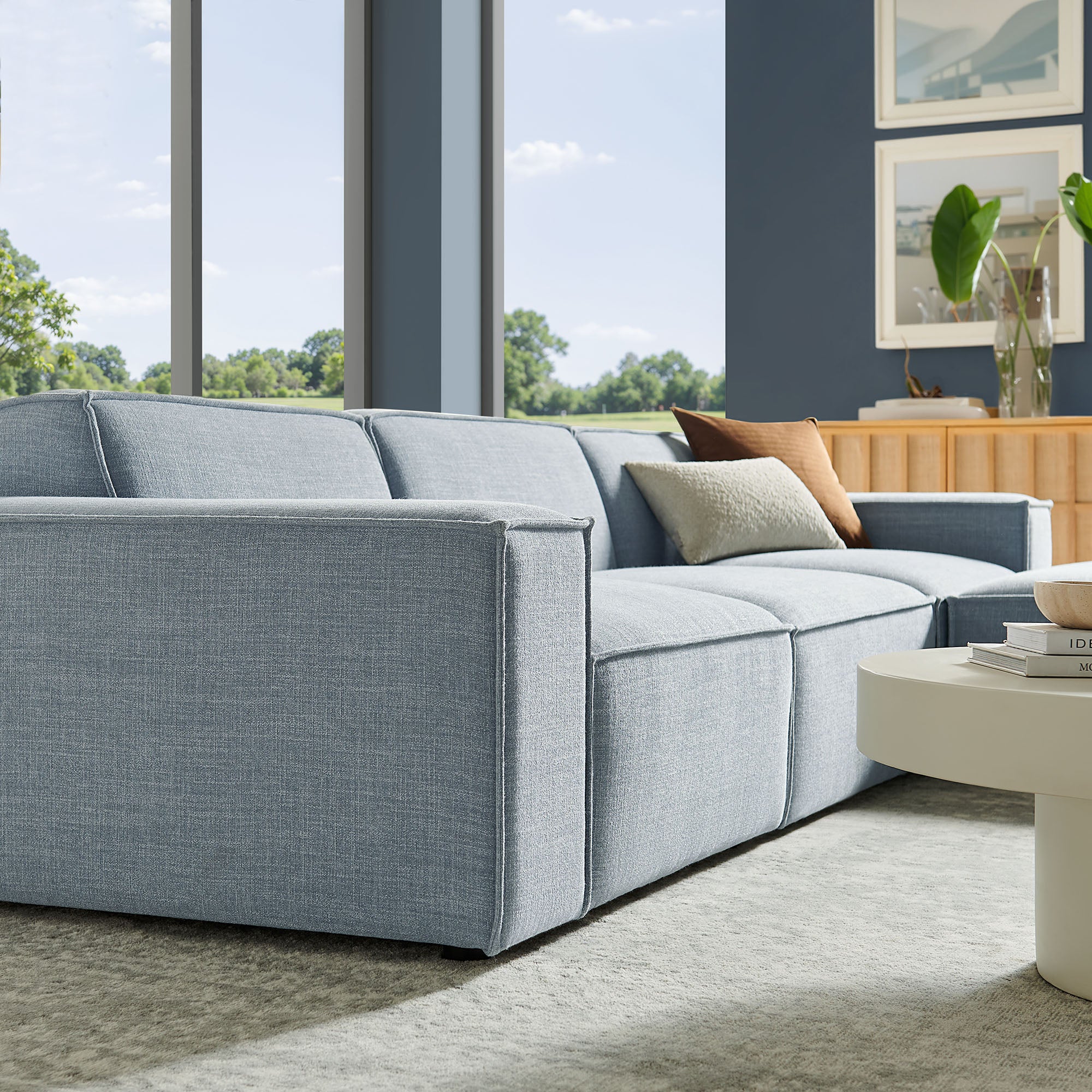 Modway EEI-7409 Restore 4-Piece Performance Fabric Upholstered Modular Sofa Set with Ottoman