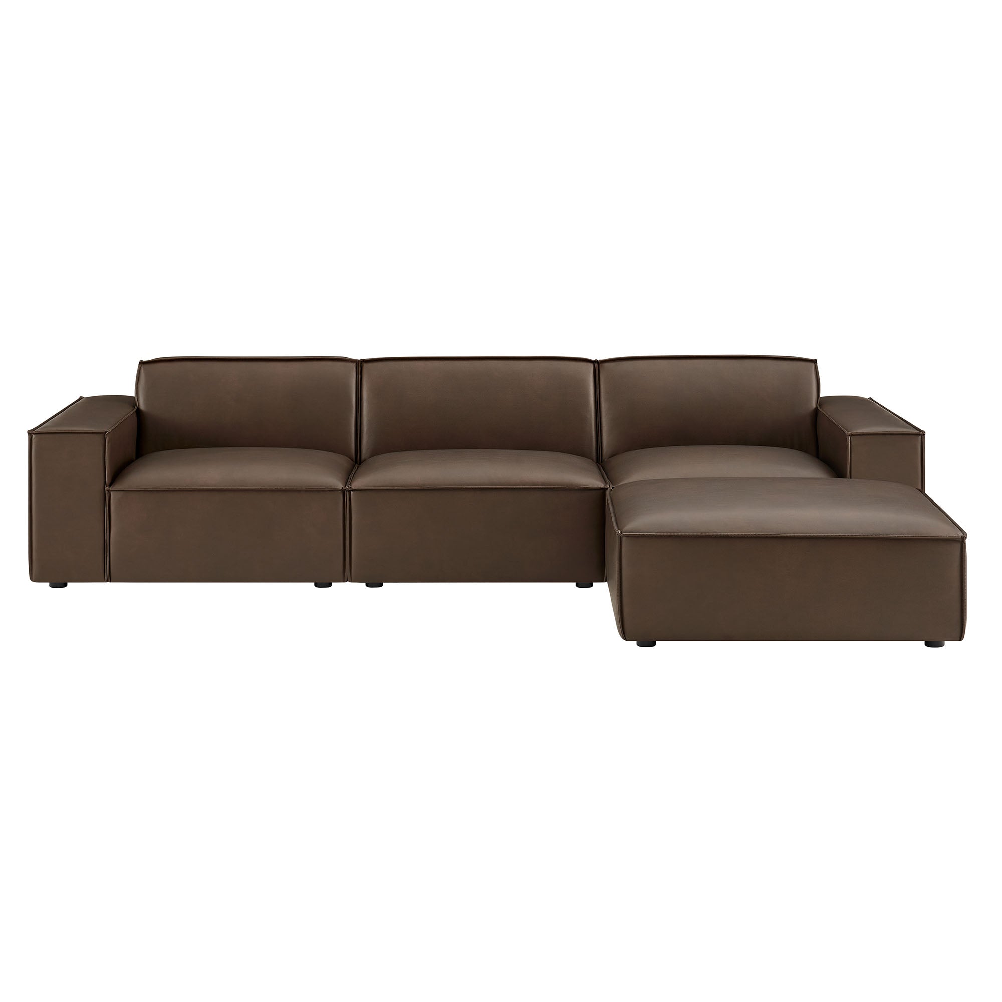 Modway EEI-7410 Restore 4-Piece Vegan Leather Modular Sofa Set with Ottoman