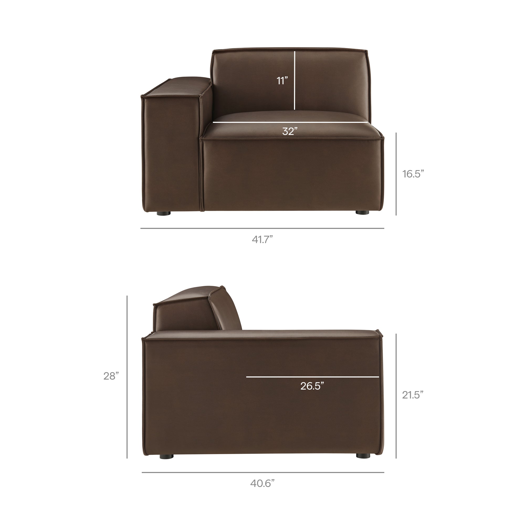 Modway EEI-7410 Restore 4-Piece Vegan Leather Modular Sofa Set with Ottoman