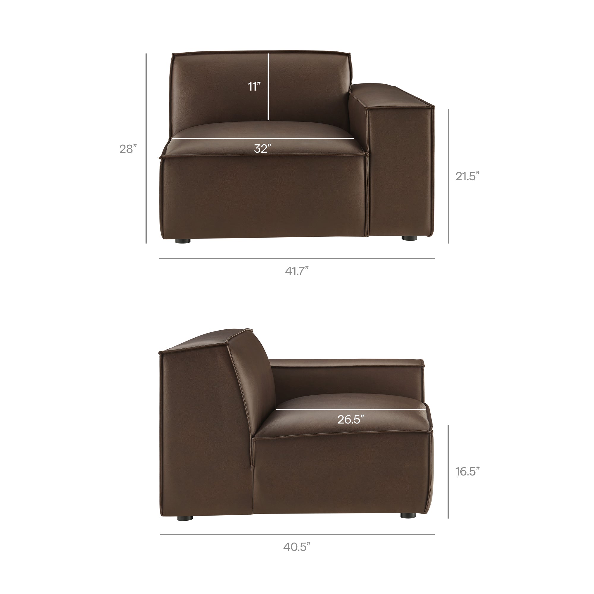 Modway EEI-7410 Restore 4-Piece Vegan Leather Modular Sofa Set with Ottoman