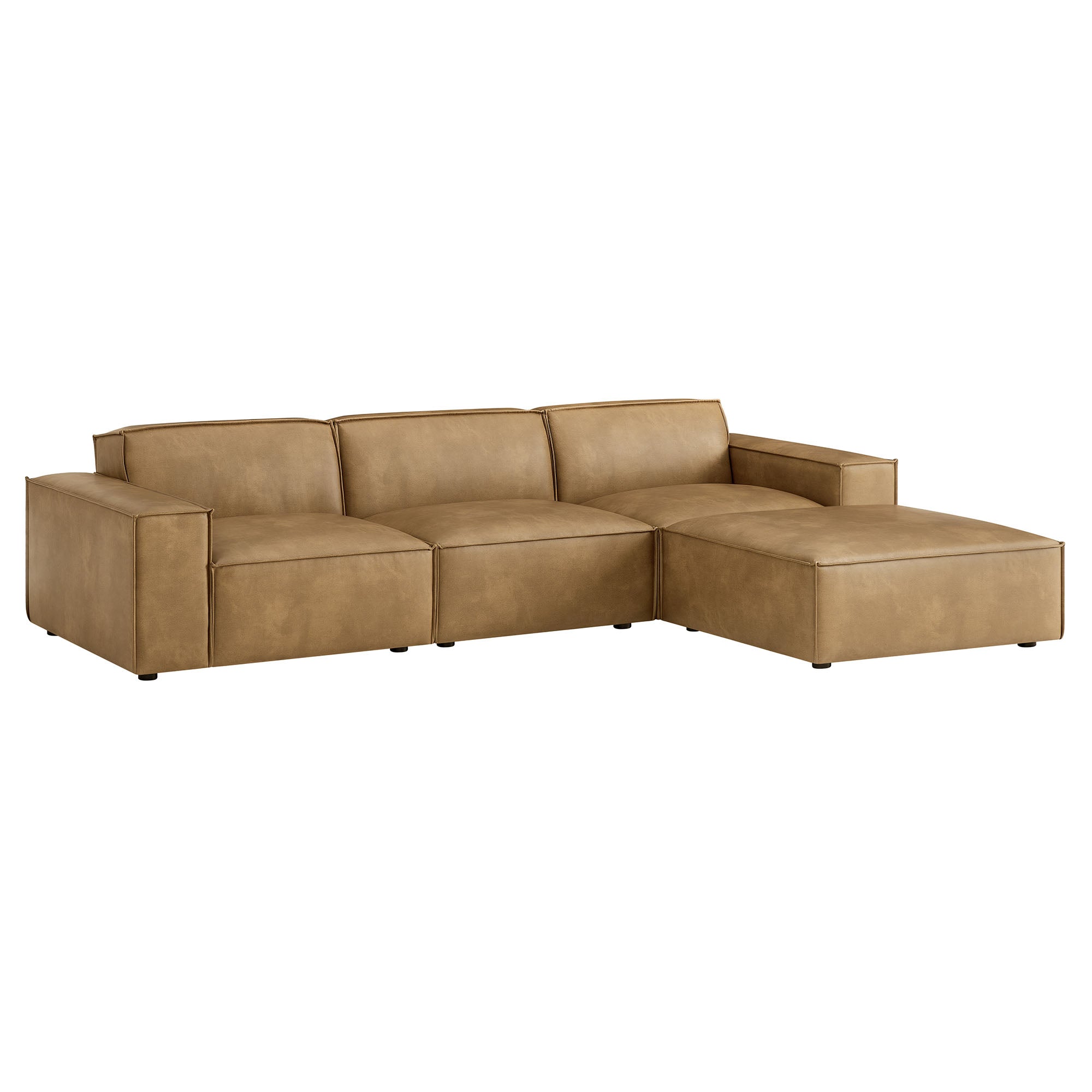 Modway EEI-7410 Restore 4-Piece Vegan Leather Modular Sofa Set with Ottoman