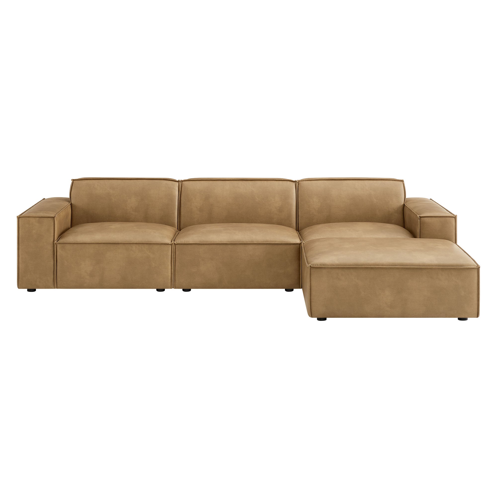 Modway EEI-7410 Restore 4-Piece Vegan Leather Modular Sofa Set with Ottoman