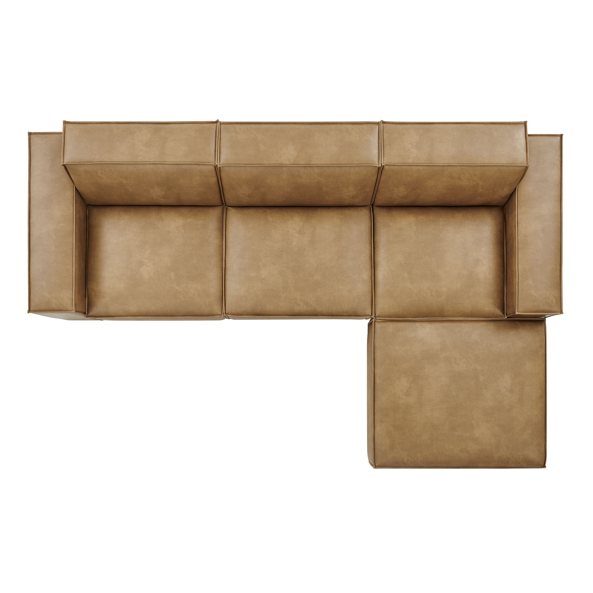 Modway EEI-7410 Restore 4-Piece Vegan Leather Modular Sofa Set with Ottoman