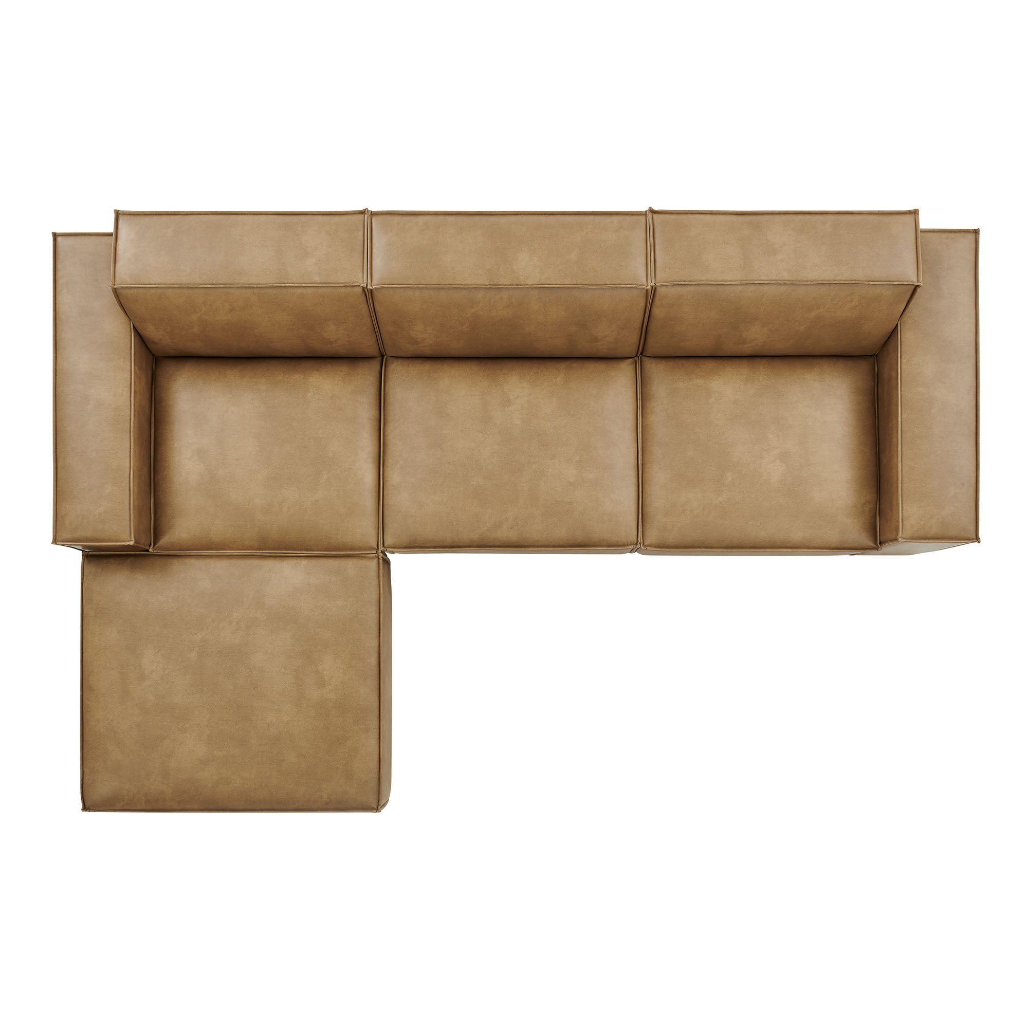 Modway EEI-7410 Restore 4-Piece Vegan Leather Modular Sofa Set with Ottoman