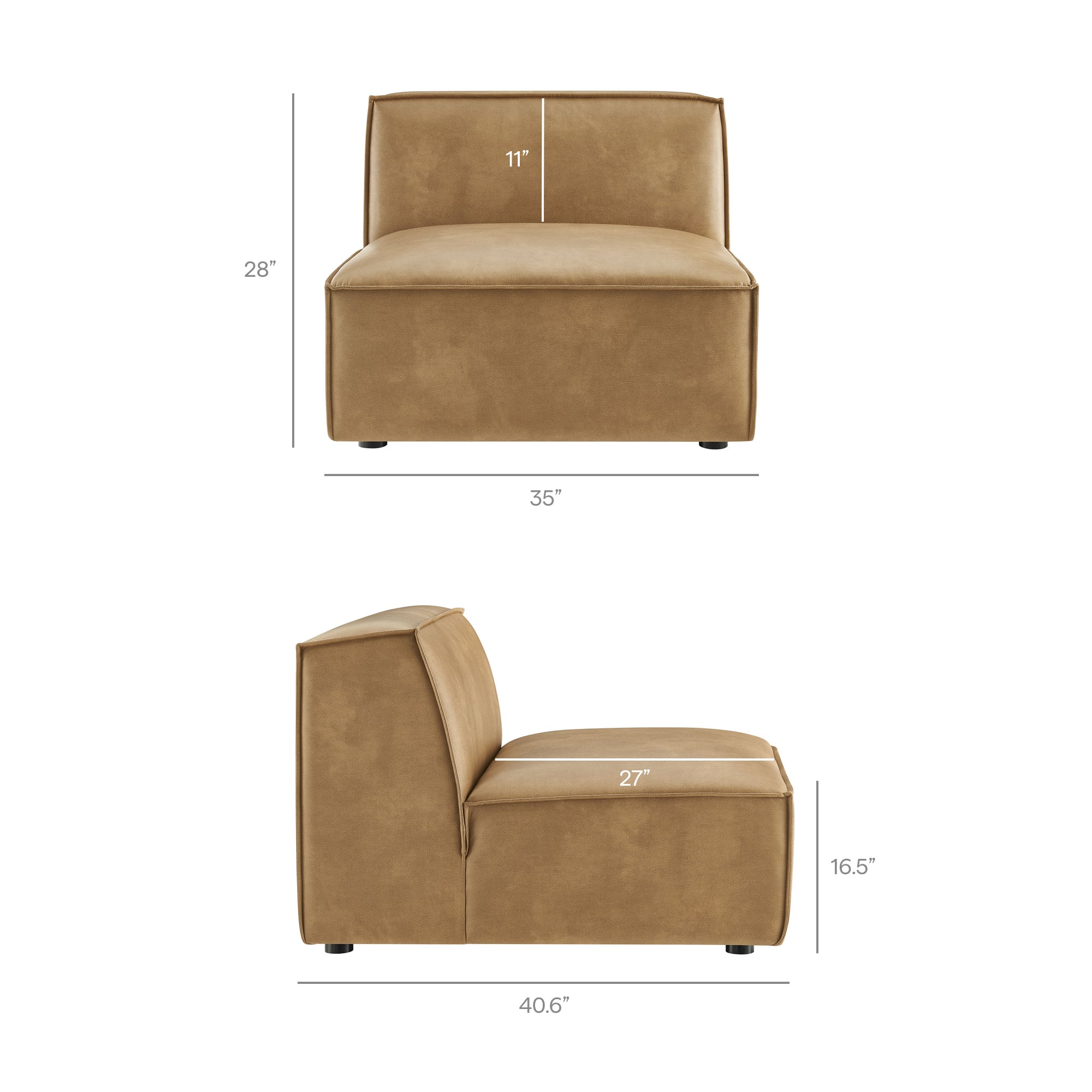 Modway EEI-7410 Restore 4-Piece Vegan Leather Modular Sofa Set with Ottoman