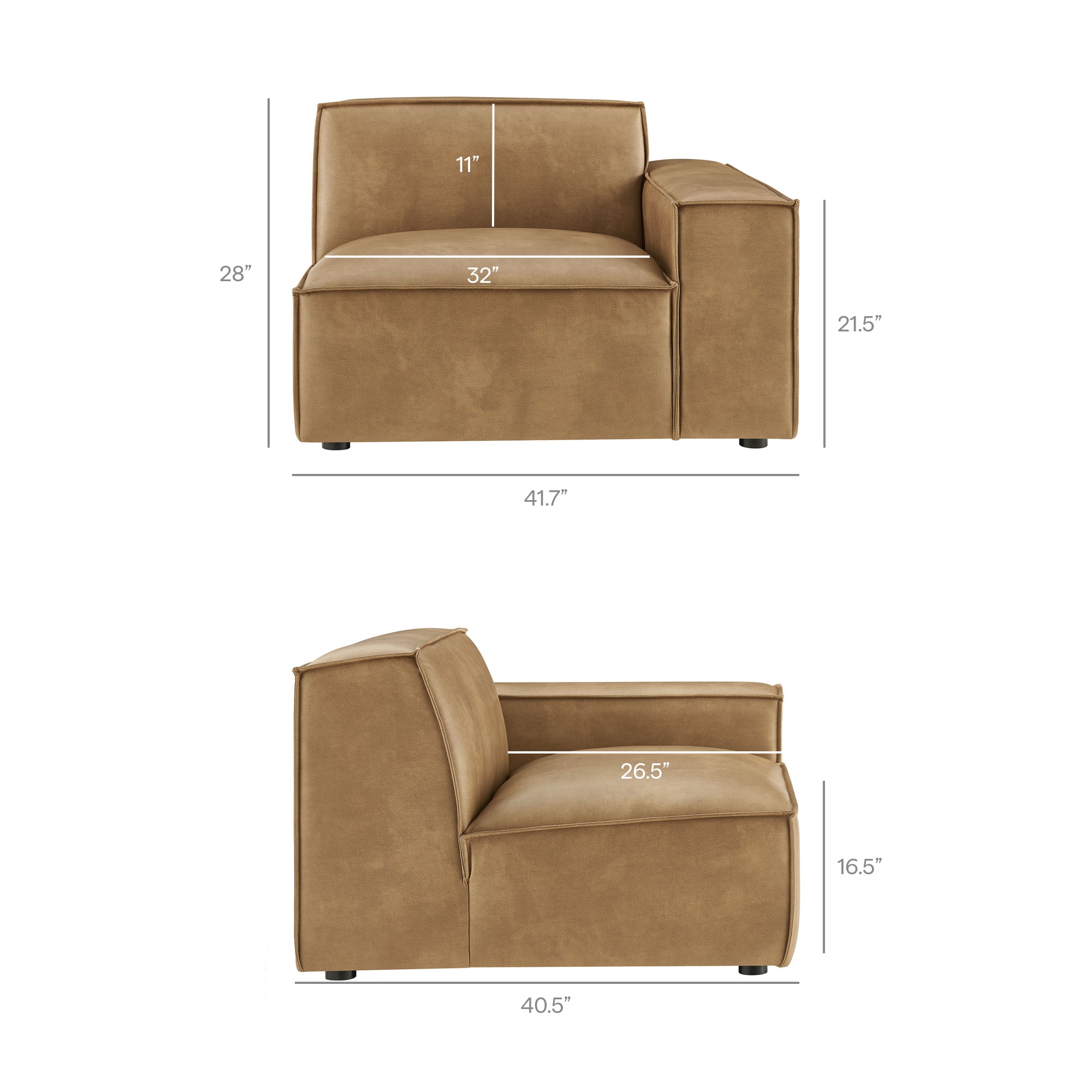 Modway EEI-7410 Restore 4-Piece Vegan Leather Modular Sofa Set with Ottoman