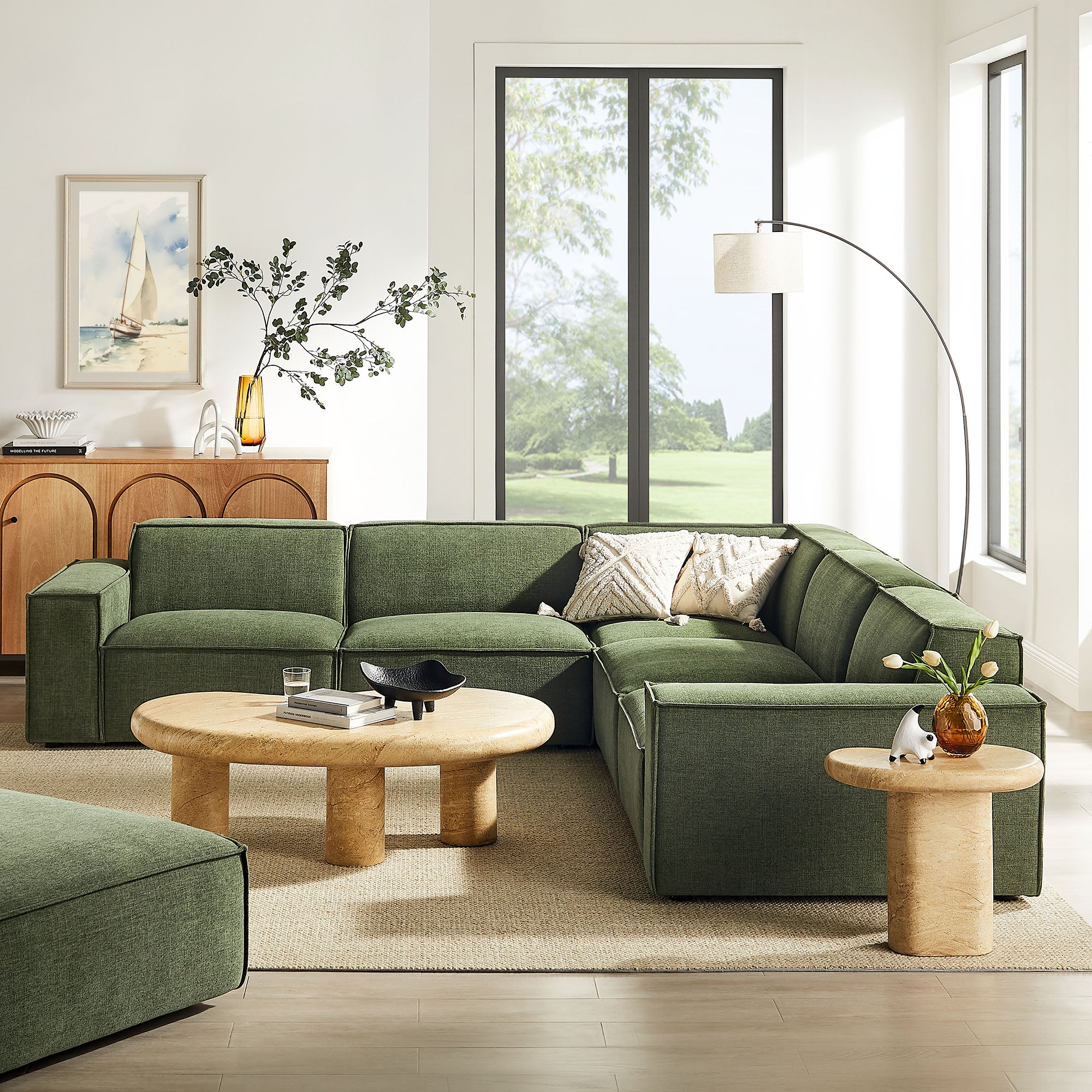 Modway EEI-7411 Restore 5-Piece Performance Fabric Upholstered Modular L-Shaped Sofa