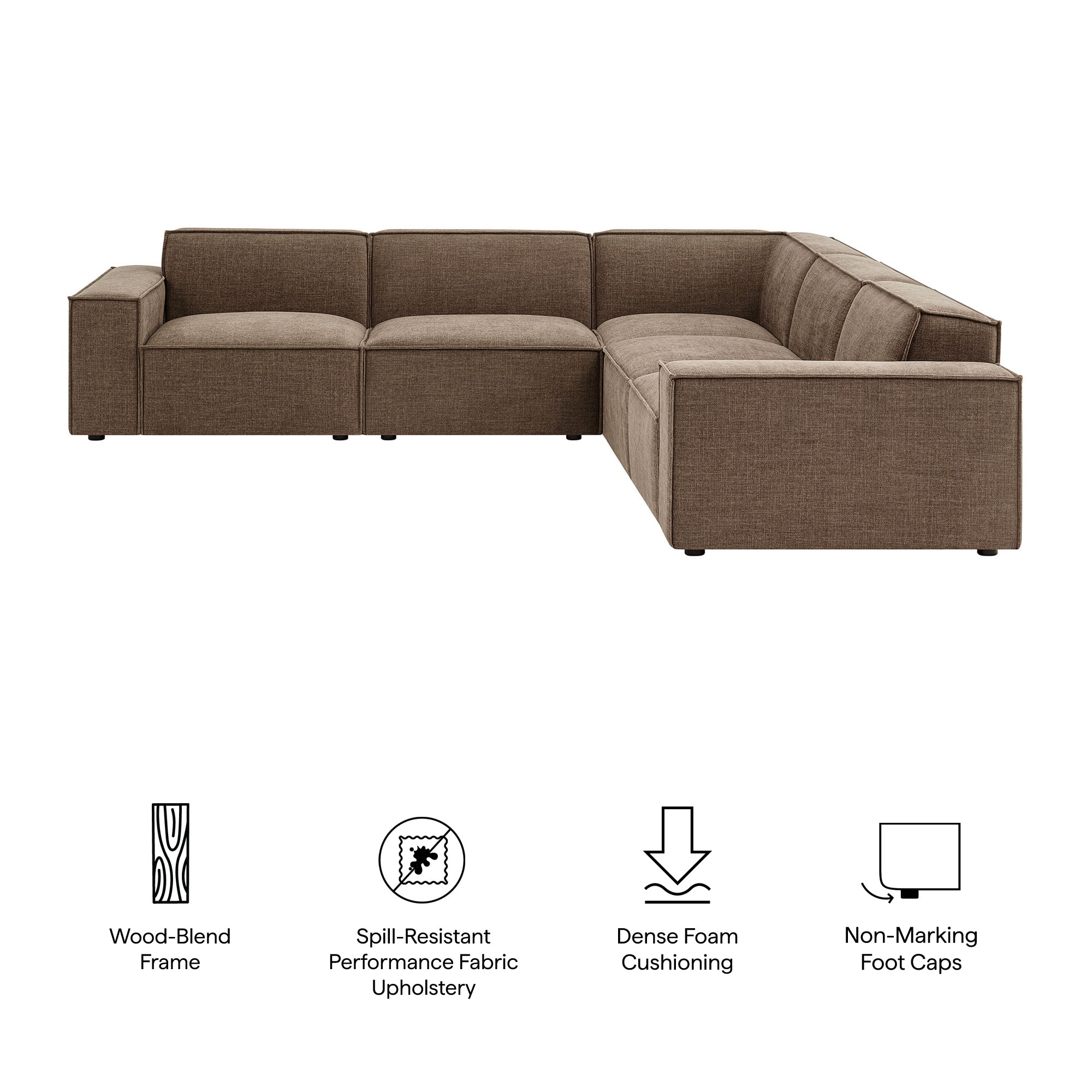 Modway EEI-7411 Restore 5-Piece Performance Fabric Upholstered Modular L-Shaped Sofa