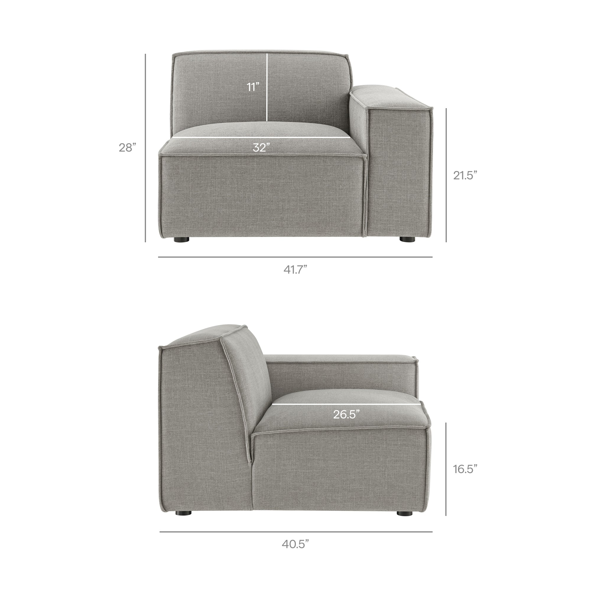 Modway EEI-7411 Restore 5-Piece Performance Fabric Upholstered Modular L-Shaped Sofa