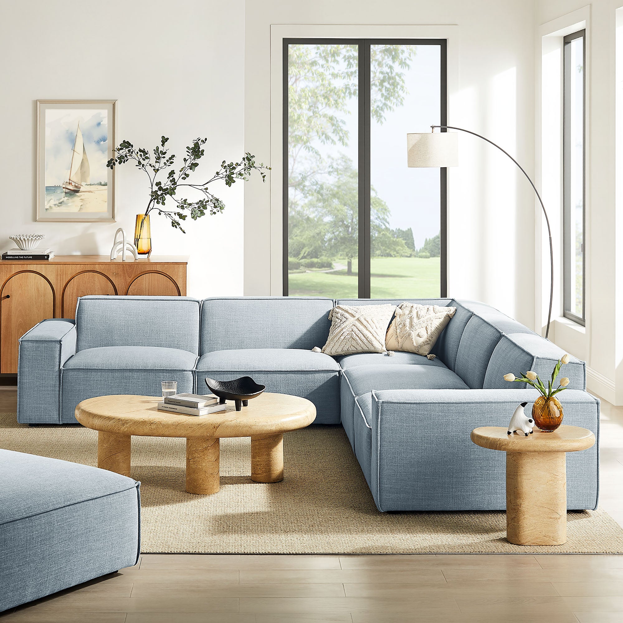 Modway EEI-7411 Restore 5-Piece Performance Fabric Upholstered Modular L-Shaped Sofa