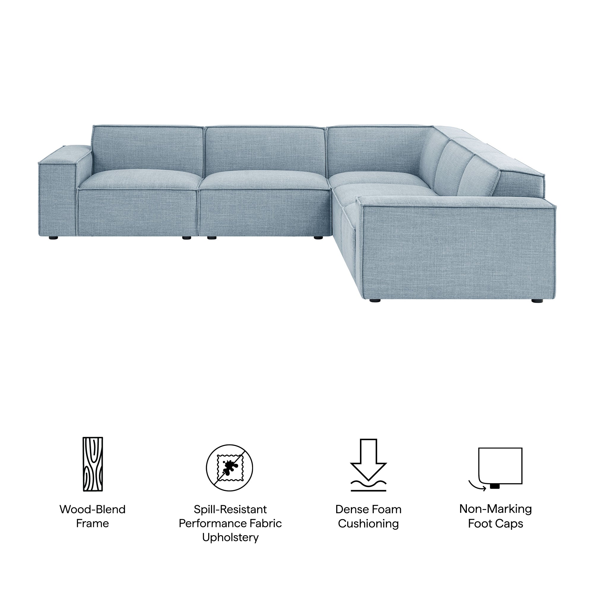 Modway EEI-7411 Restore 5-Piece Performance Fabric Upholstered Modular L-Shaped Sofa
