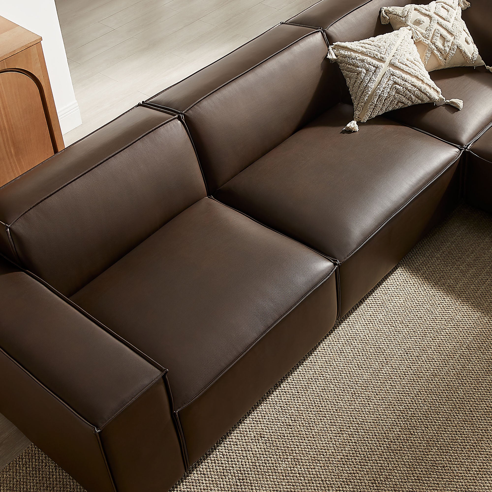 Modway EEI-7412 Restore 5-Piece Vegan Leather Modular L-Shaped Sofa