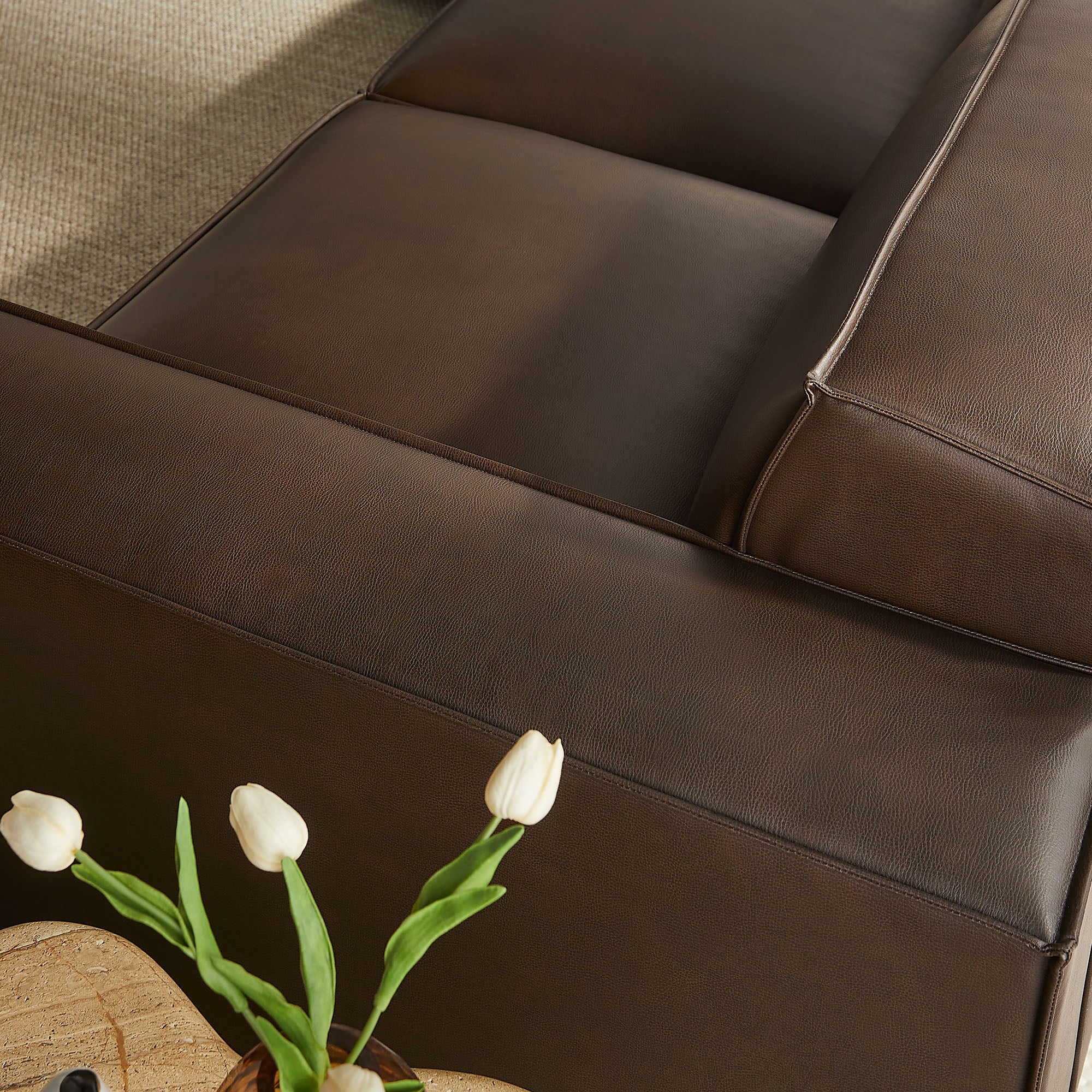 Modway EEI-7412 Restore 5-Piece Vegan Leather Modular L-Shaped Sofa