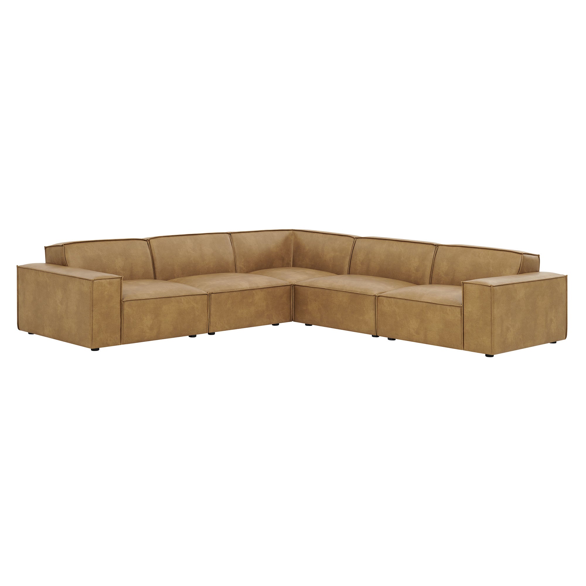 Modway EEI-7412 Restore 5-Piece Vegan Leather Modular L-Shaped Sofa