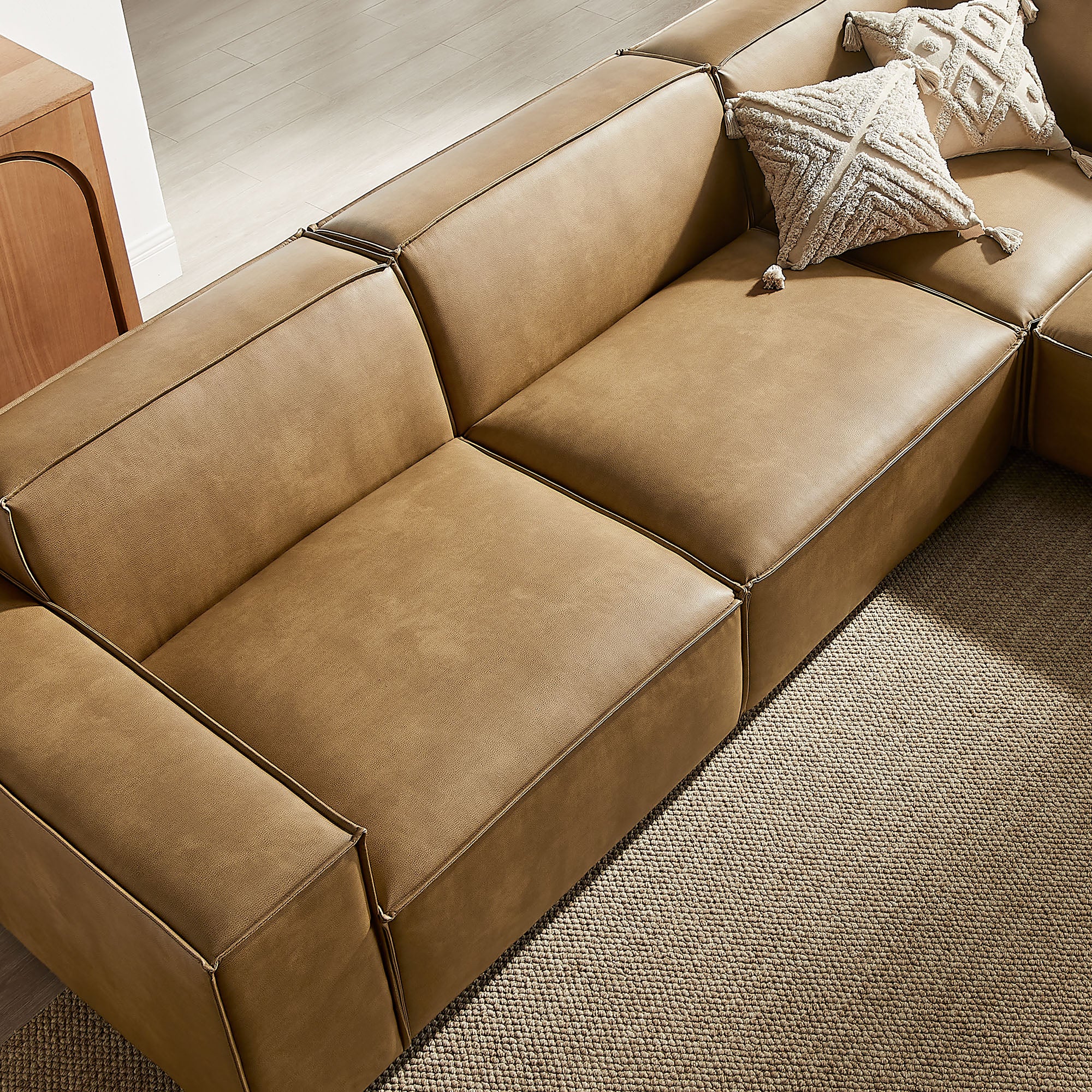 Modway EEI-7412 Restore 5-Piece Vegan Leather Modular L-Shaped Sofa