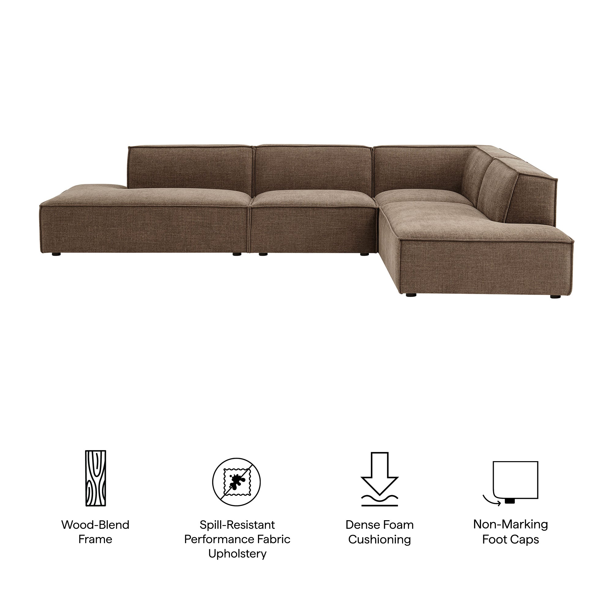 Modway EEI-7413 Restore 4-Piece Performance Fabric Upholstered Modular L-Shaped Armless Sectional Sofa