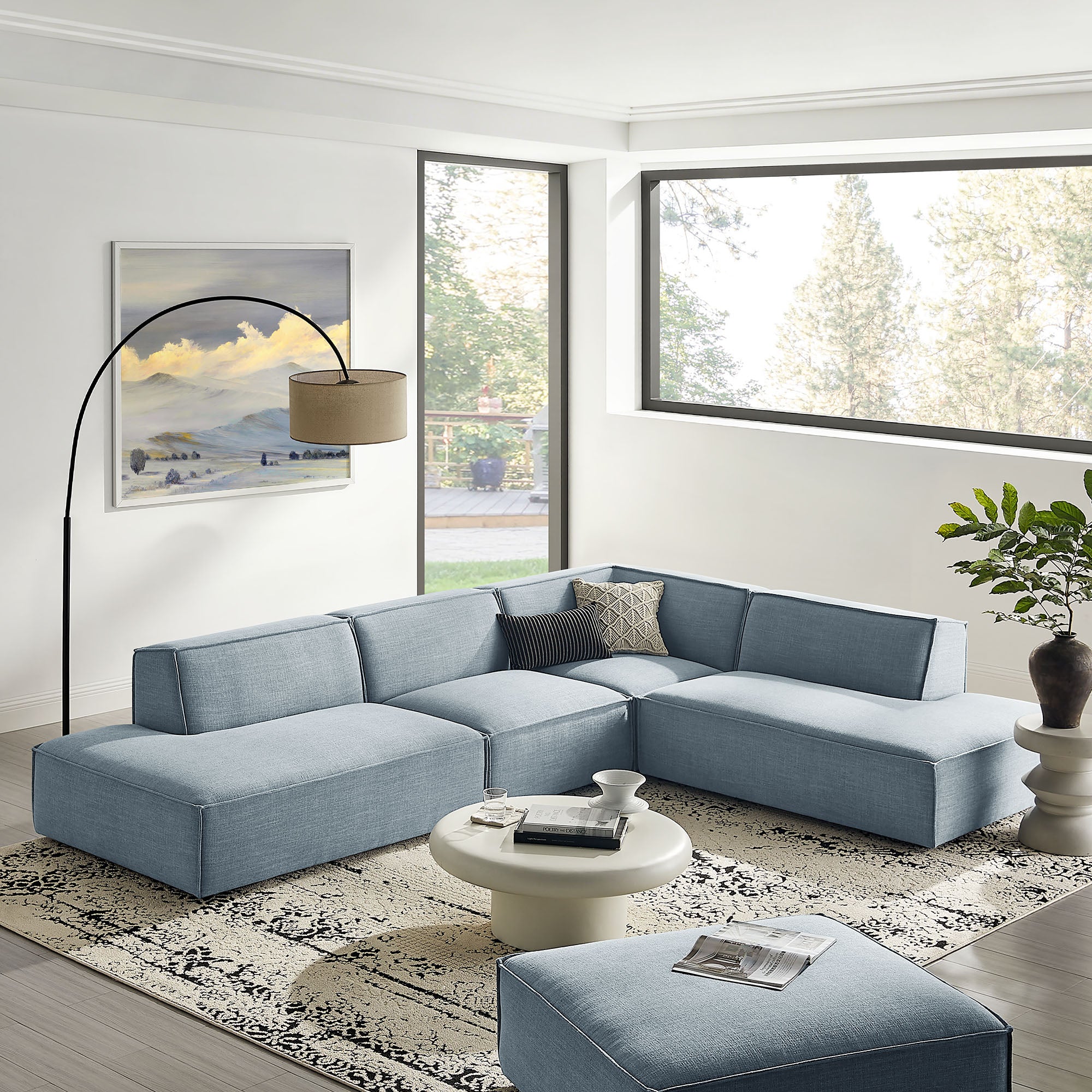 Modway EEI-7413 Restore 4-Piece Performance Fabric Upholstered Modular L-Shaped Armless Sectional Sofa