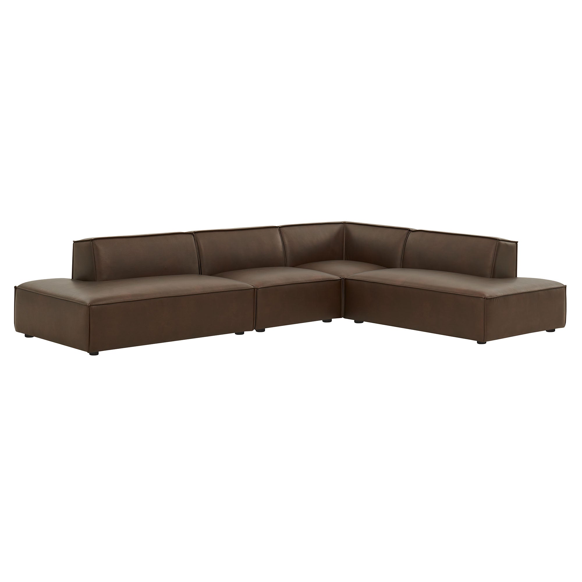 Modway EEI-7414 Restore 4-Piece Vegan Leather Modular L-Shaped Armless Sectional Sofa