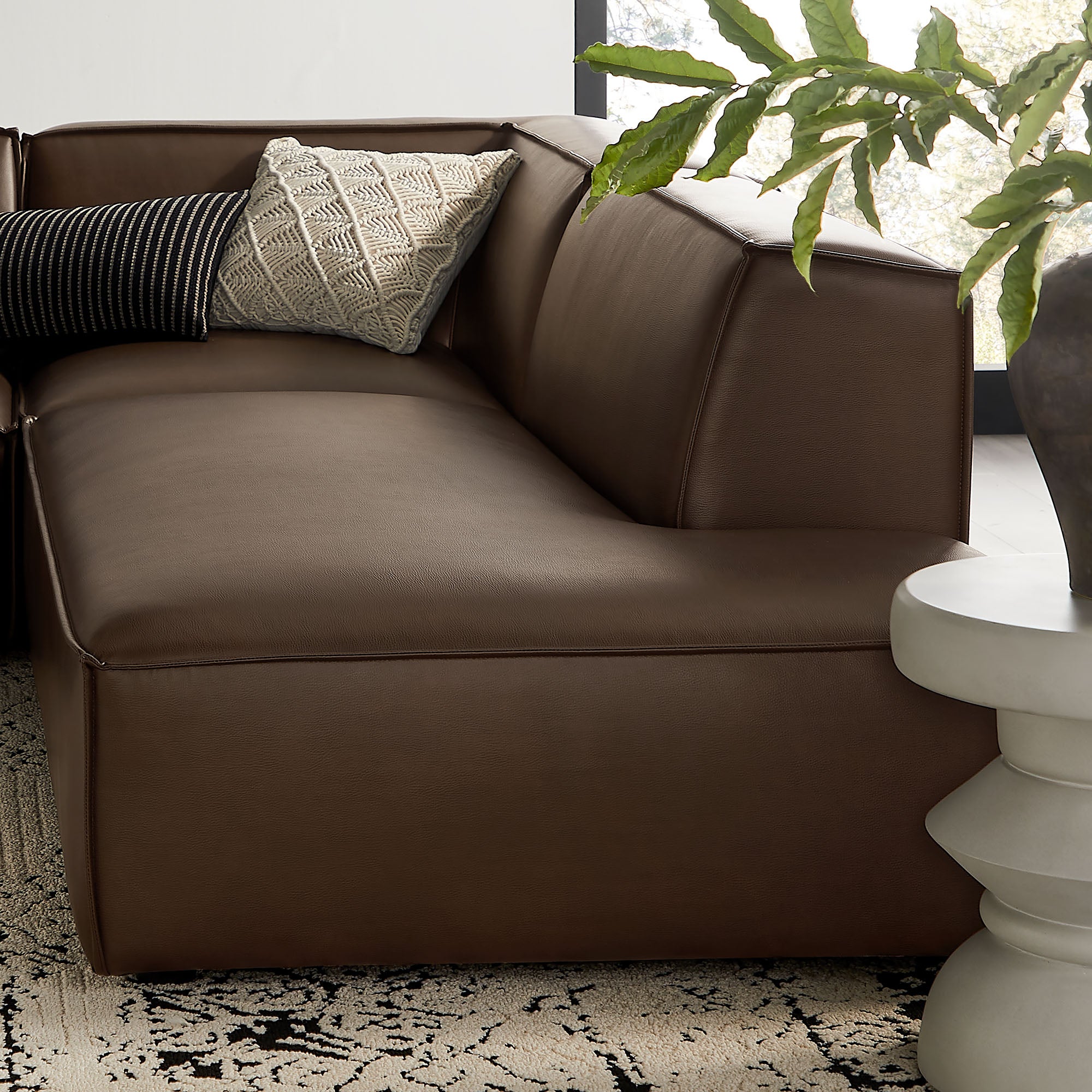 Modway EEI-7414 Restore 4-Piece Vegan Leather Modular L-Shaped Armless Sectional Sofa