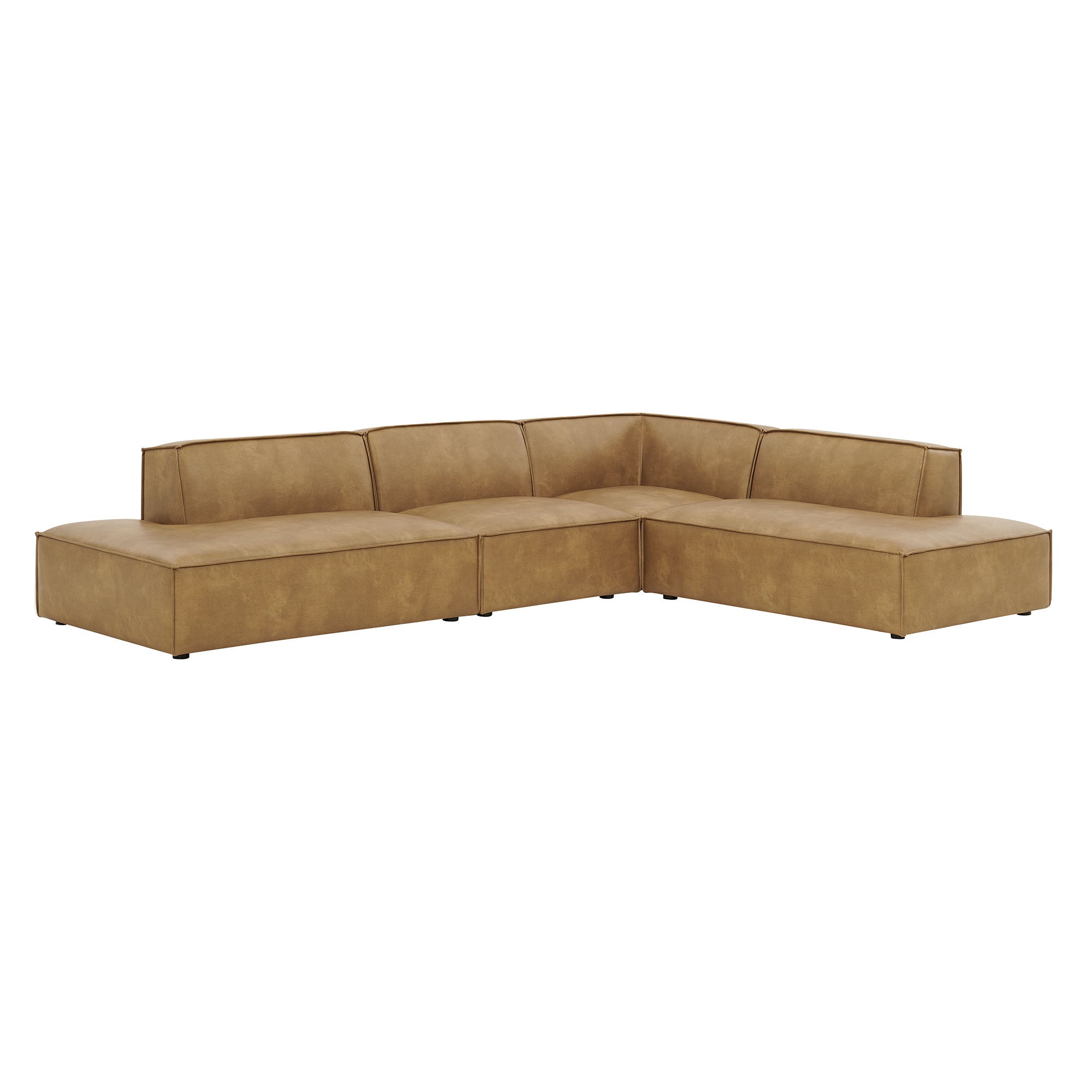 Modway EEI-7414 Restore 4-Piece Vegan Leather Modular L-Shaped Armless Sectional Sofa