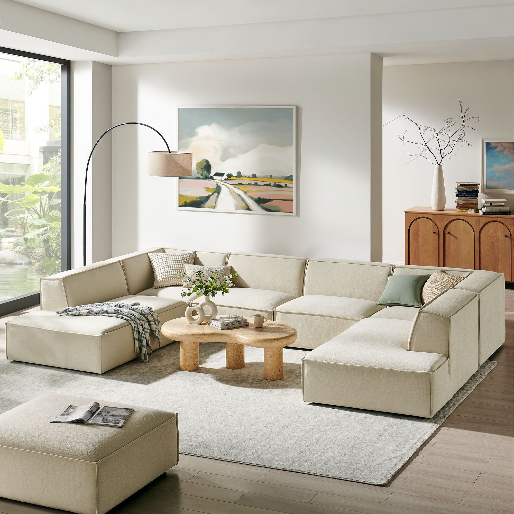 Modway EEI-7415 Restore 6-Piece Performance Fabric Upholstered U-Shaped Sectional Sofa