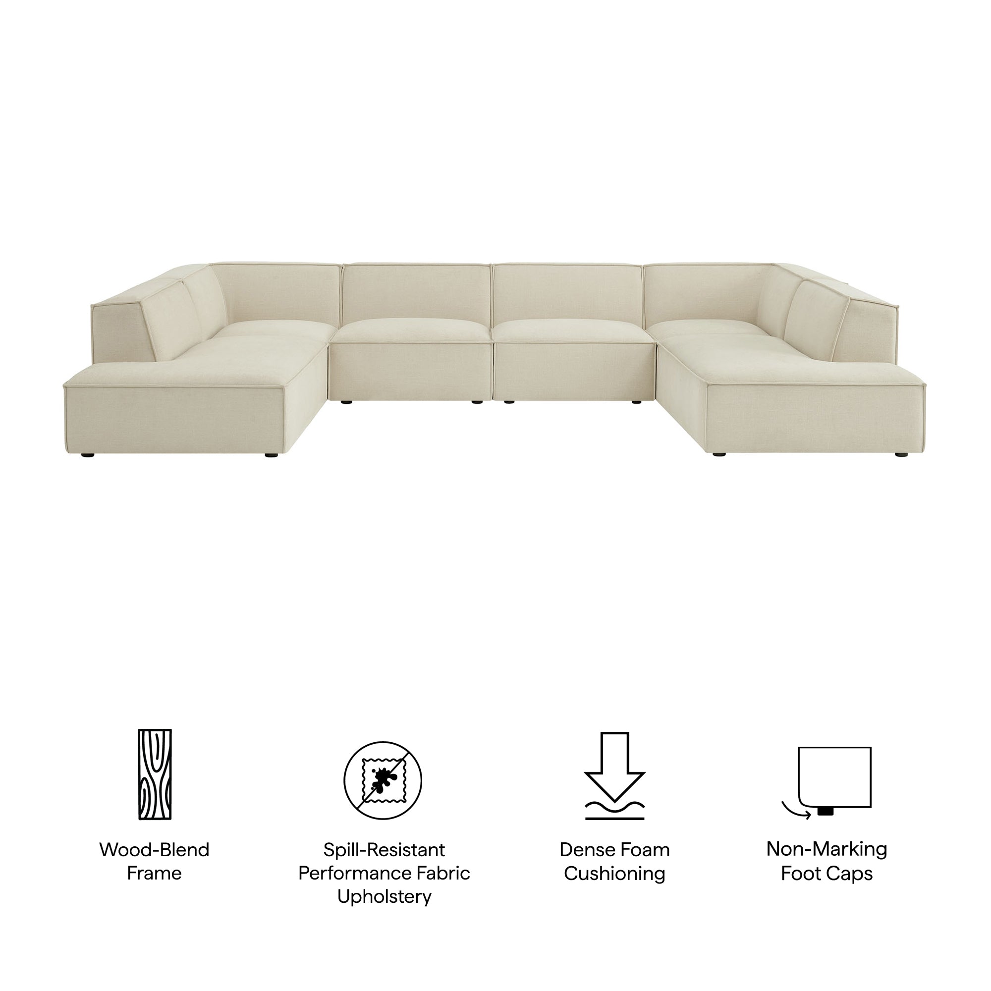 Modway EEI-7415 Restore 6-Piece Performance Fabric Upholstered U-Shaped Sectional Sofa