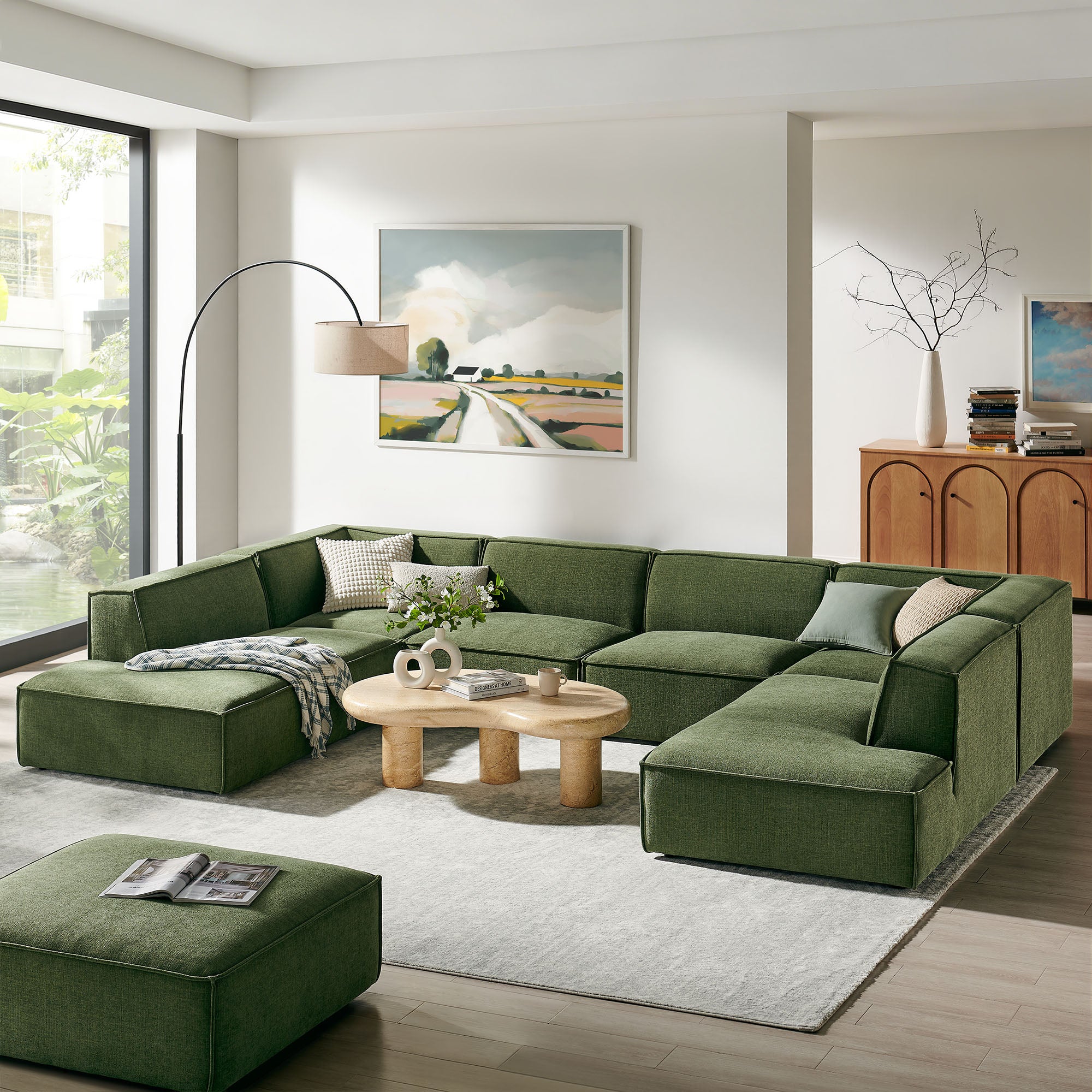 Modway EEI-7415 Restore 6-Piece Performance Fabric Upholstered U-Shaped Sectional Sofa