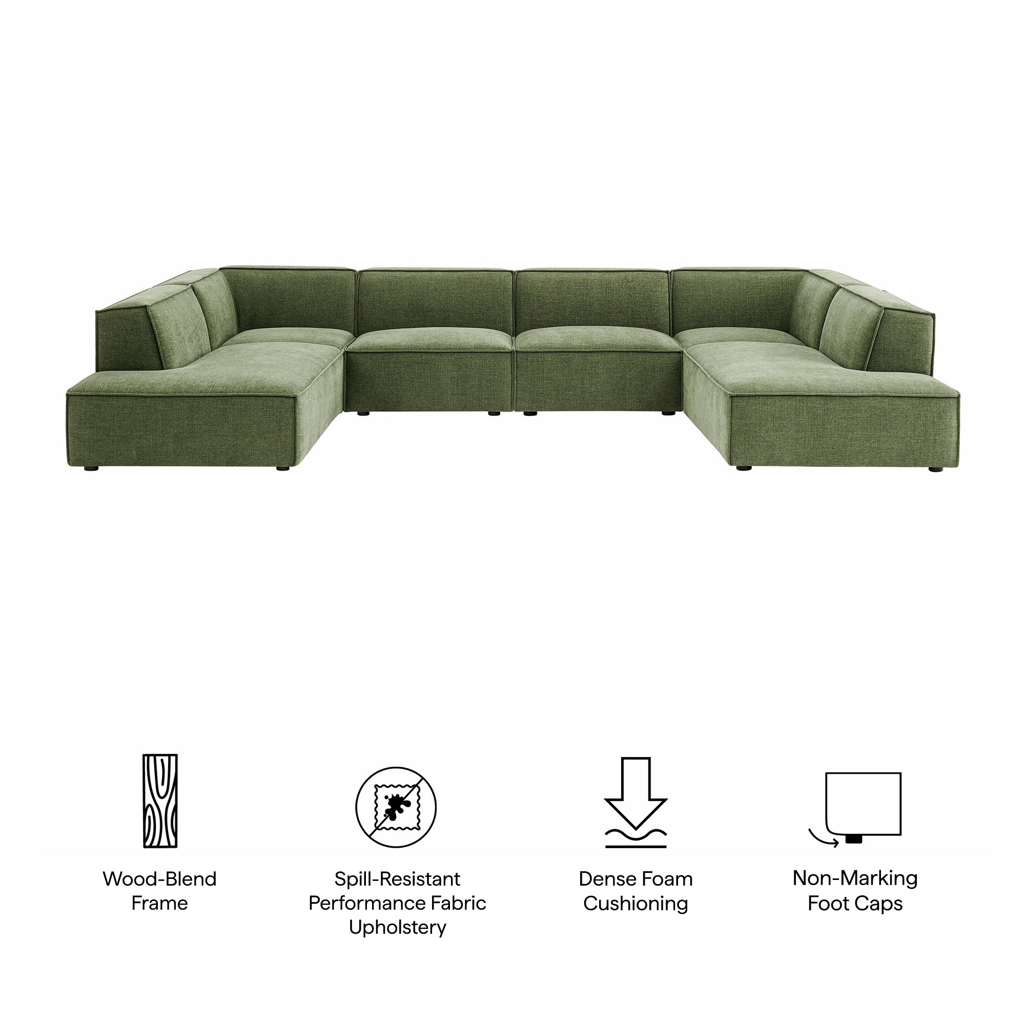 Modway EEI-7415 Restore 6-Piece Performance Fabric Upholstered U-Shaped Sectional Sofa