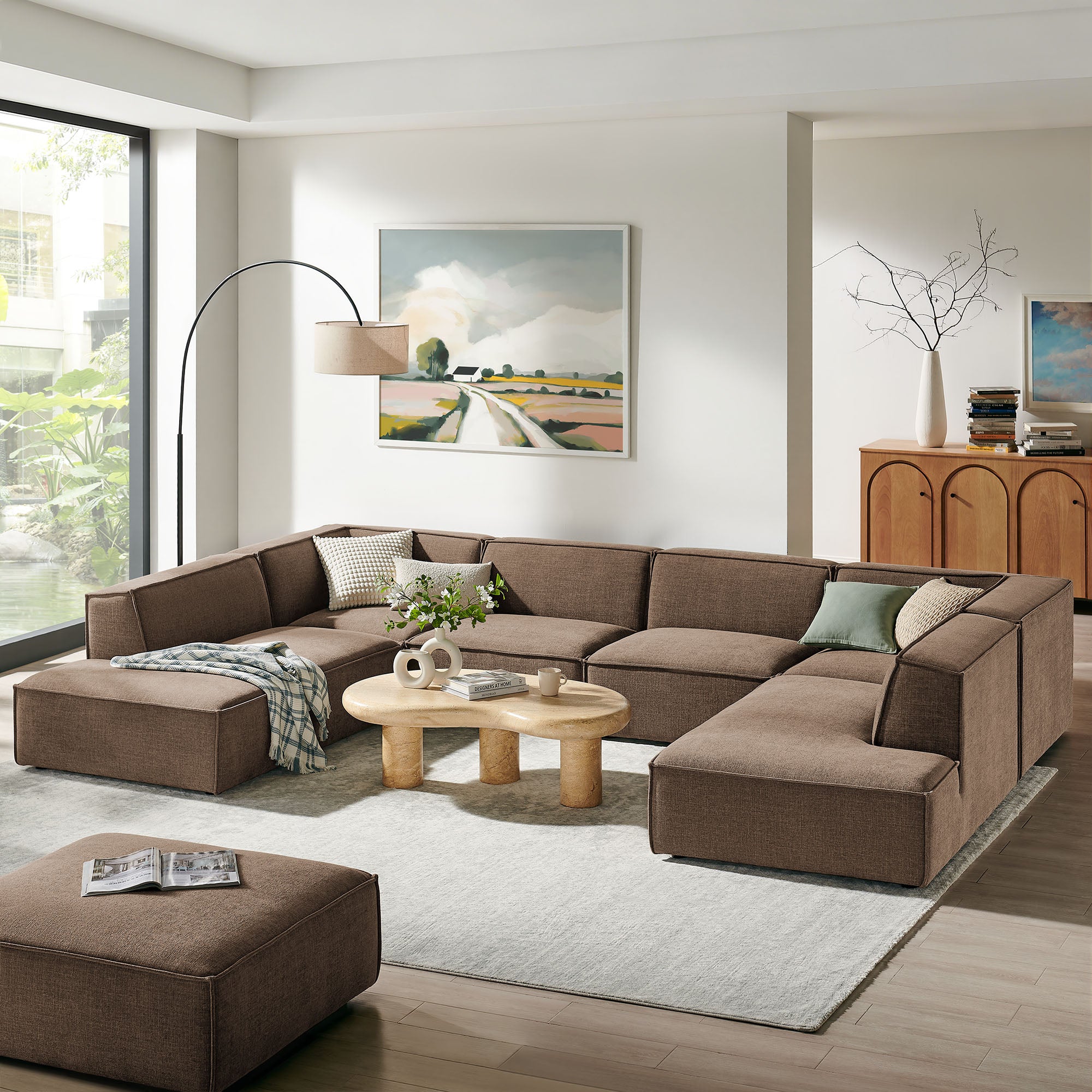 Modway EEI-7415 Restore 6-Piece Performance Fabric Upholstered U-Shaped Sectional Sofa