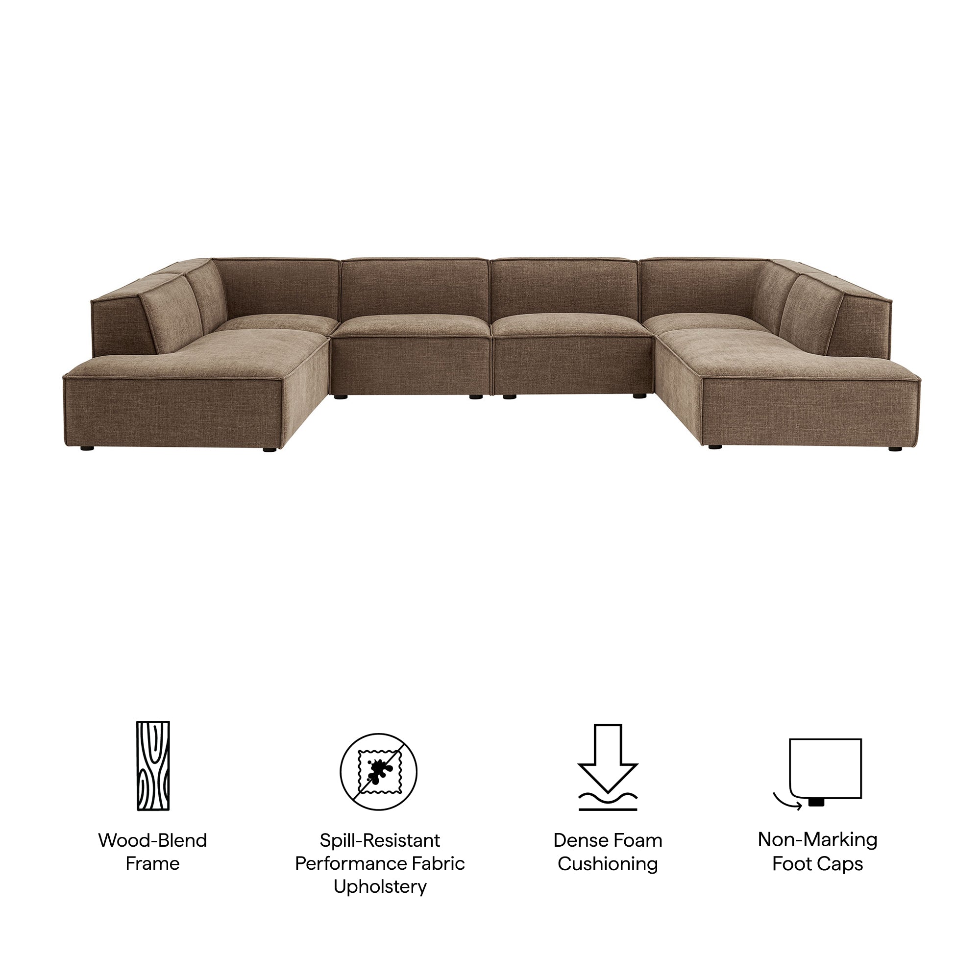 Modway EEI-7415 Restore 6-Piece Performance Fabric Upholstered U-Shaped Sectional Sofa