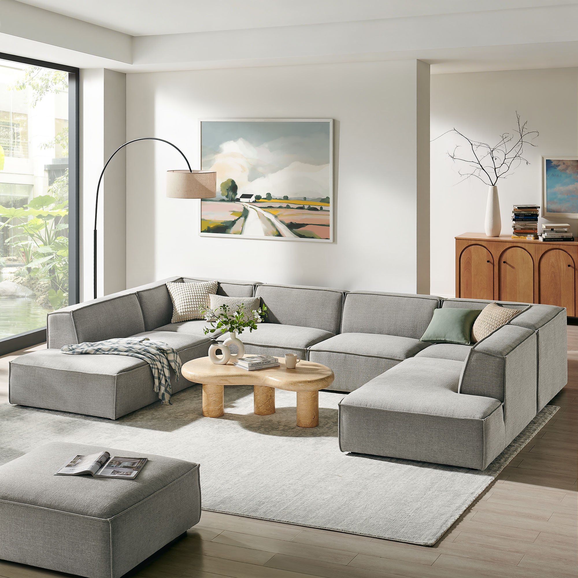 Modway EEI-7415 Restore 6-Piece Performance Fabric Upholstered U-Shaped Sectional Sofa