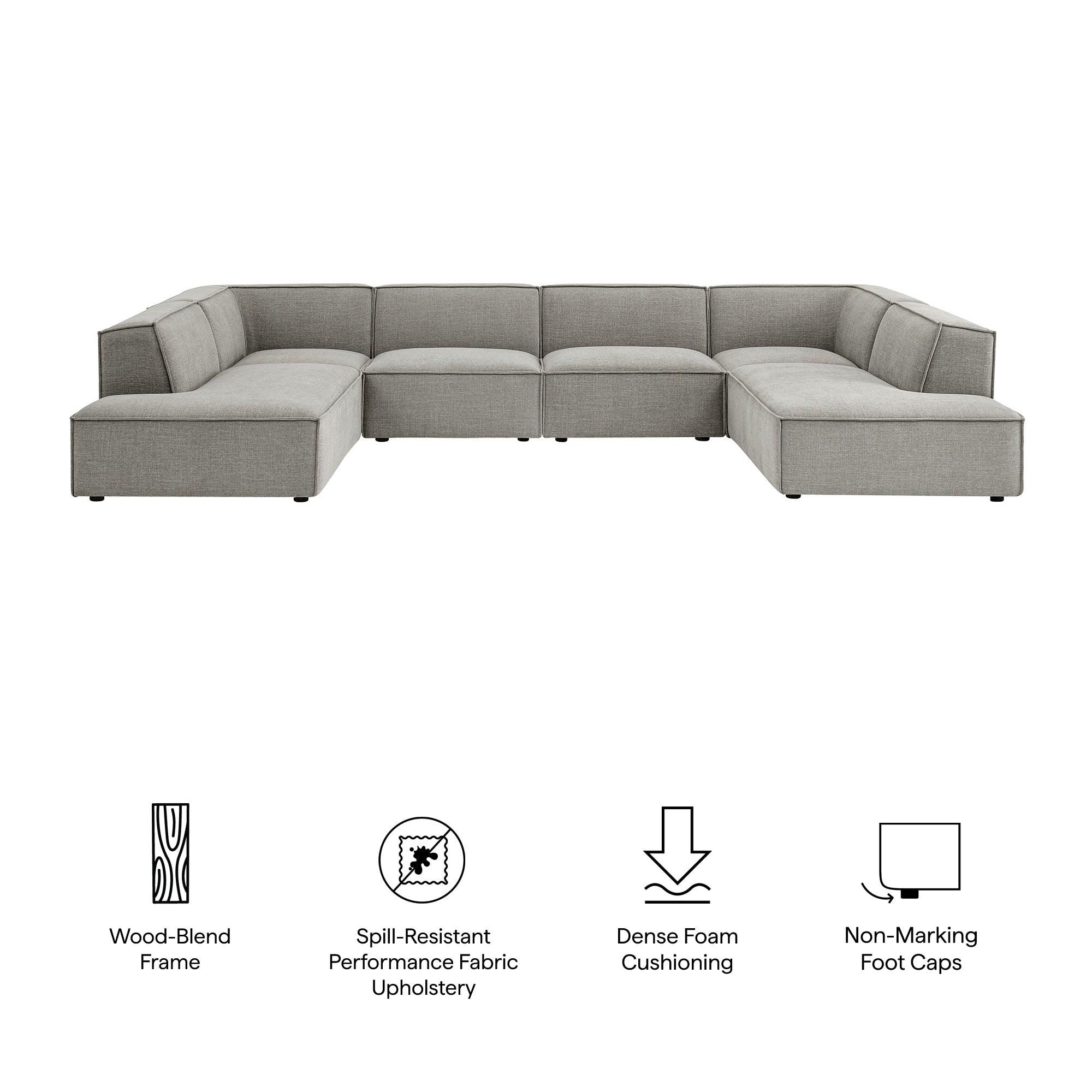 Modway EEI-7415 Restore 6-Piece Performance Fabric Upholstered U-Shaped Sectional Sofa